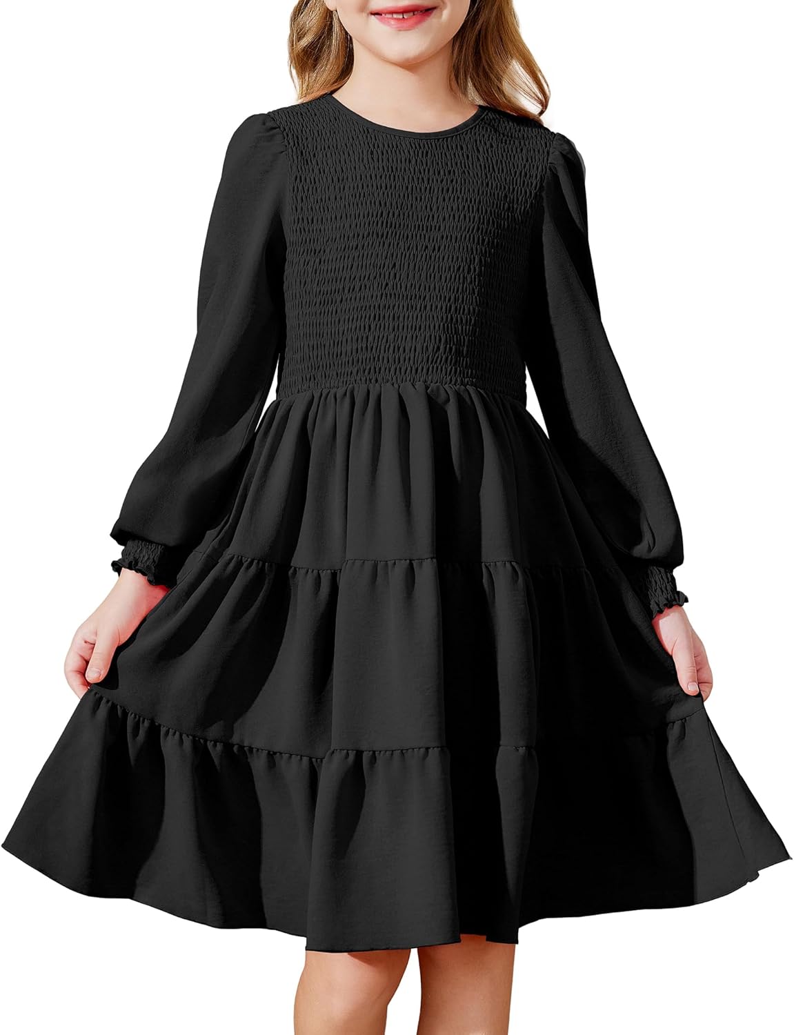 Arshiner Girls Dress Fall Boho Long Sleeve with Pockets
