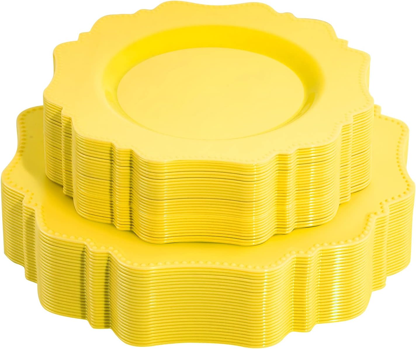 Disposable Lemon Yellow Plastic Plates for Parties and Events