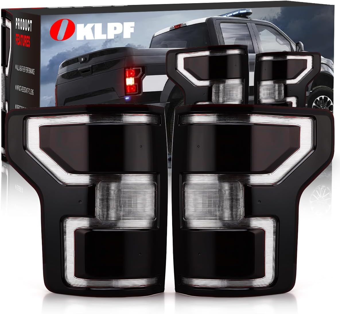 OKLPF Rear Brake Smoked Tail Light for 2018-2020 Ford F150