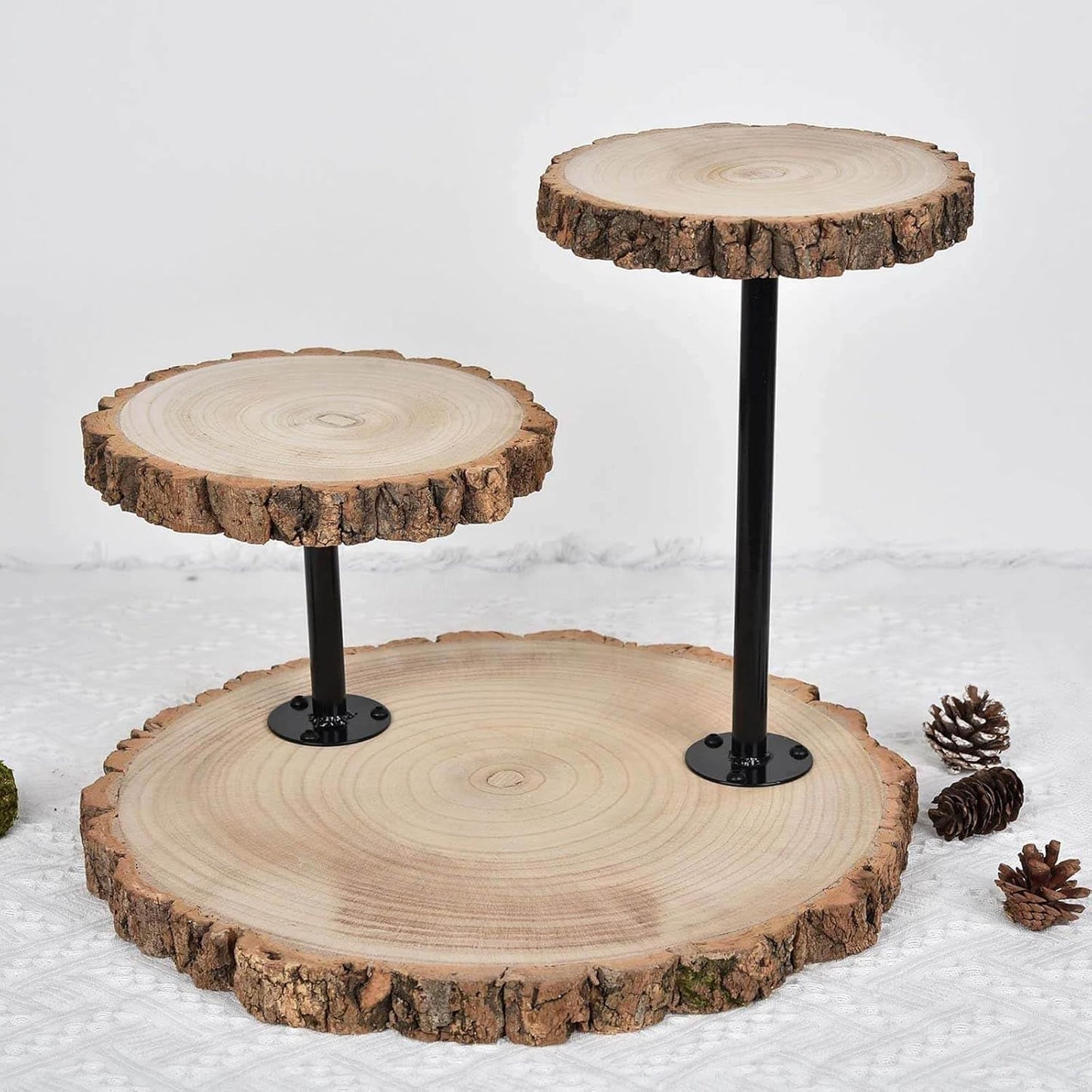 14 Tall 3 Tier Rustic Wood Slice Cupcake Stand for Events