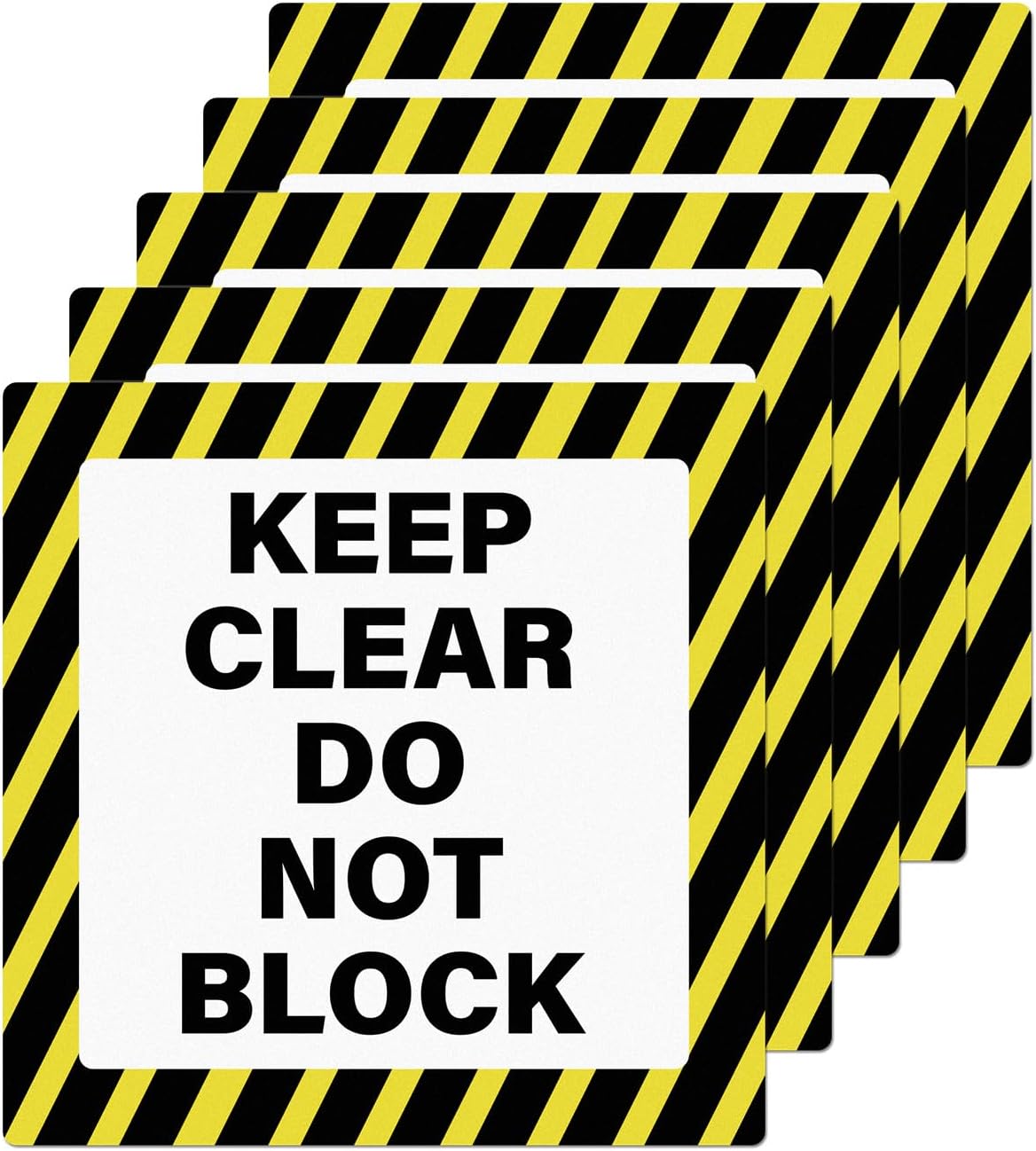 5 Pack Keep Clear Do Not Block Sign for Workplace Safety