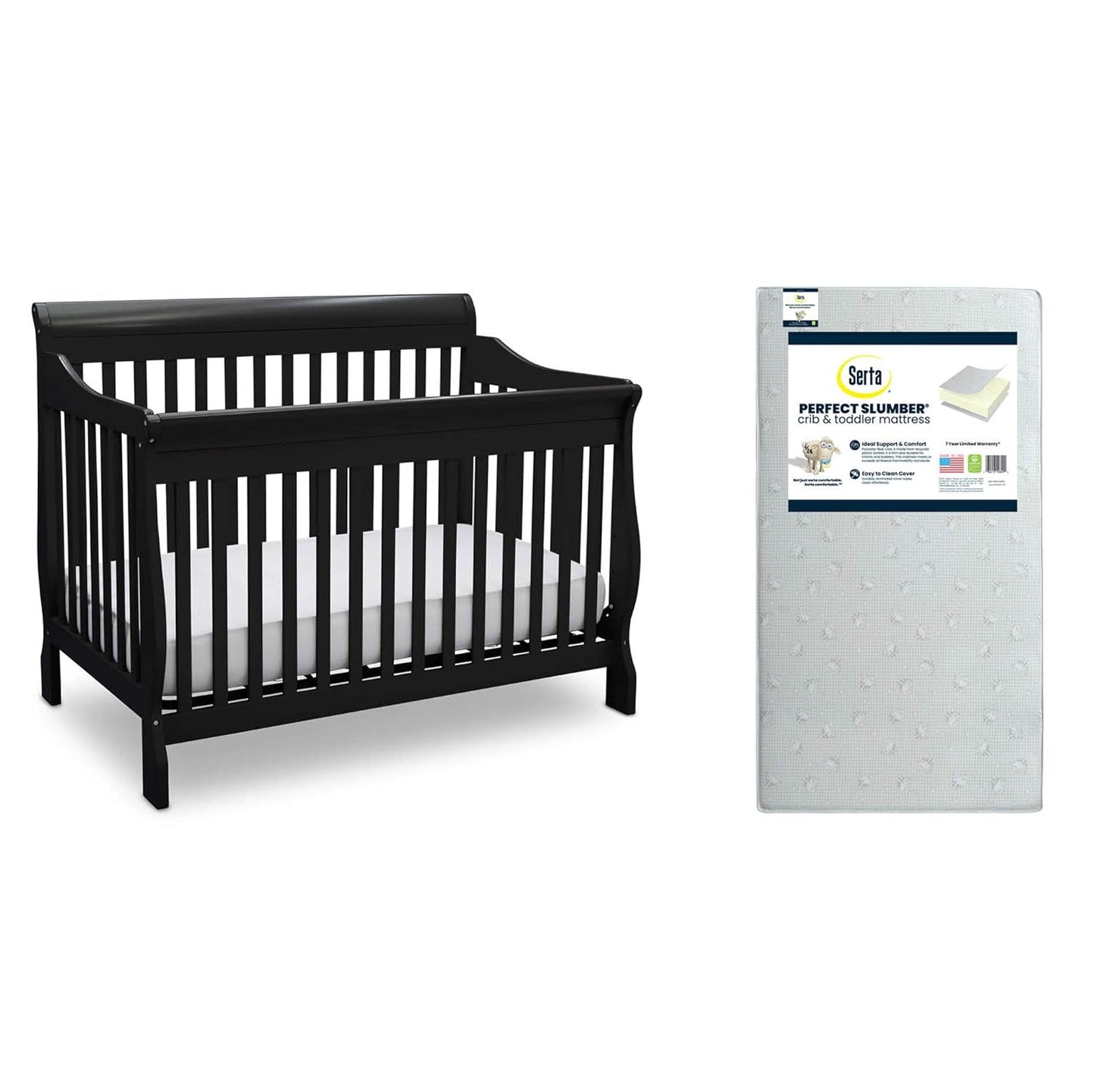 Delta Children Canton 4 in 1 Convertible Crib and Mattress Bundle