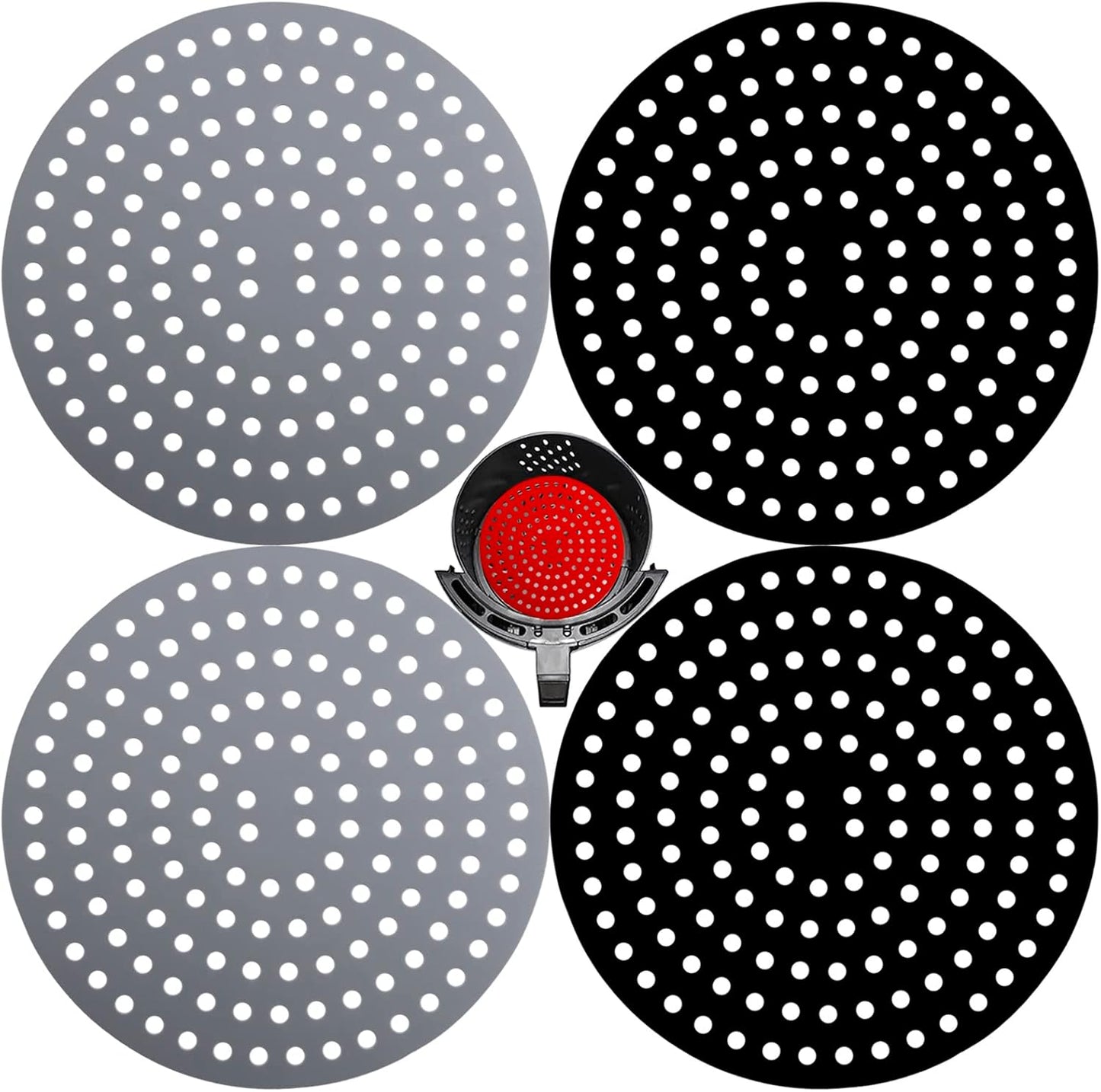 Viwehots Reusable 8 Silicone Air Fryer Liners - Easy Clean Non Stick 4 Pack