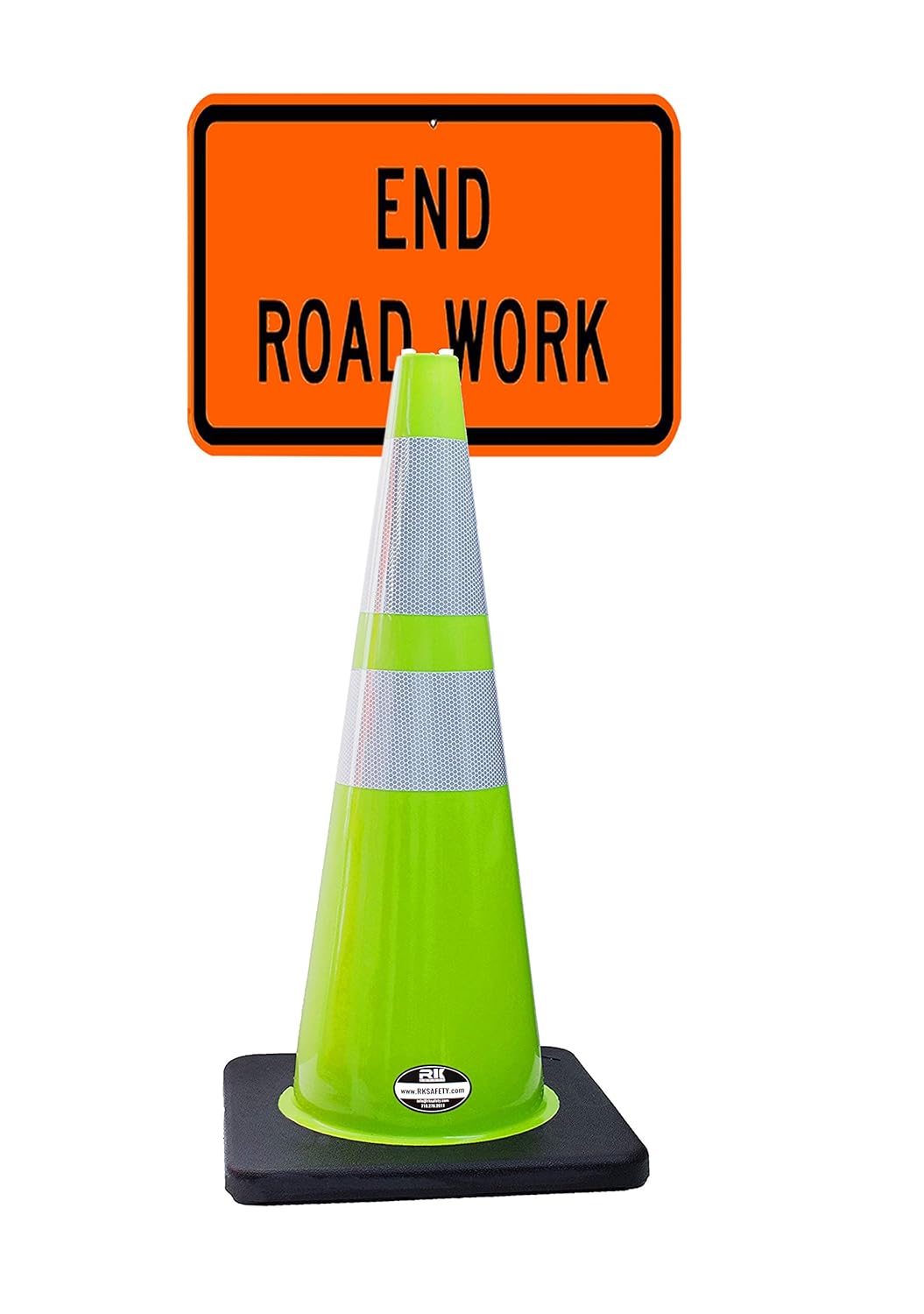 RK-Safety 28 in Lime Cone with Reflective Tape and Sign Set