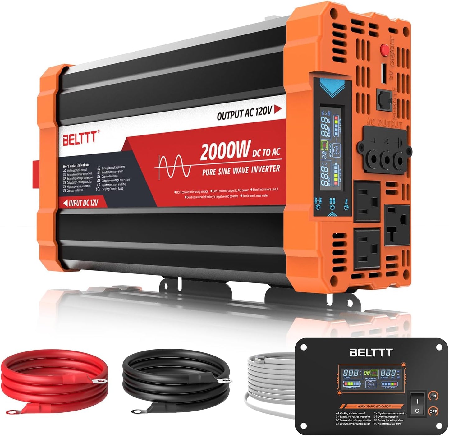 2000W Pure Sine Wave Inverter for RV, Truck, and Solar Use