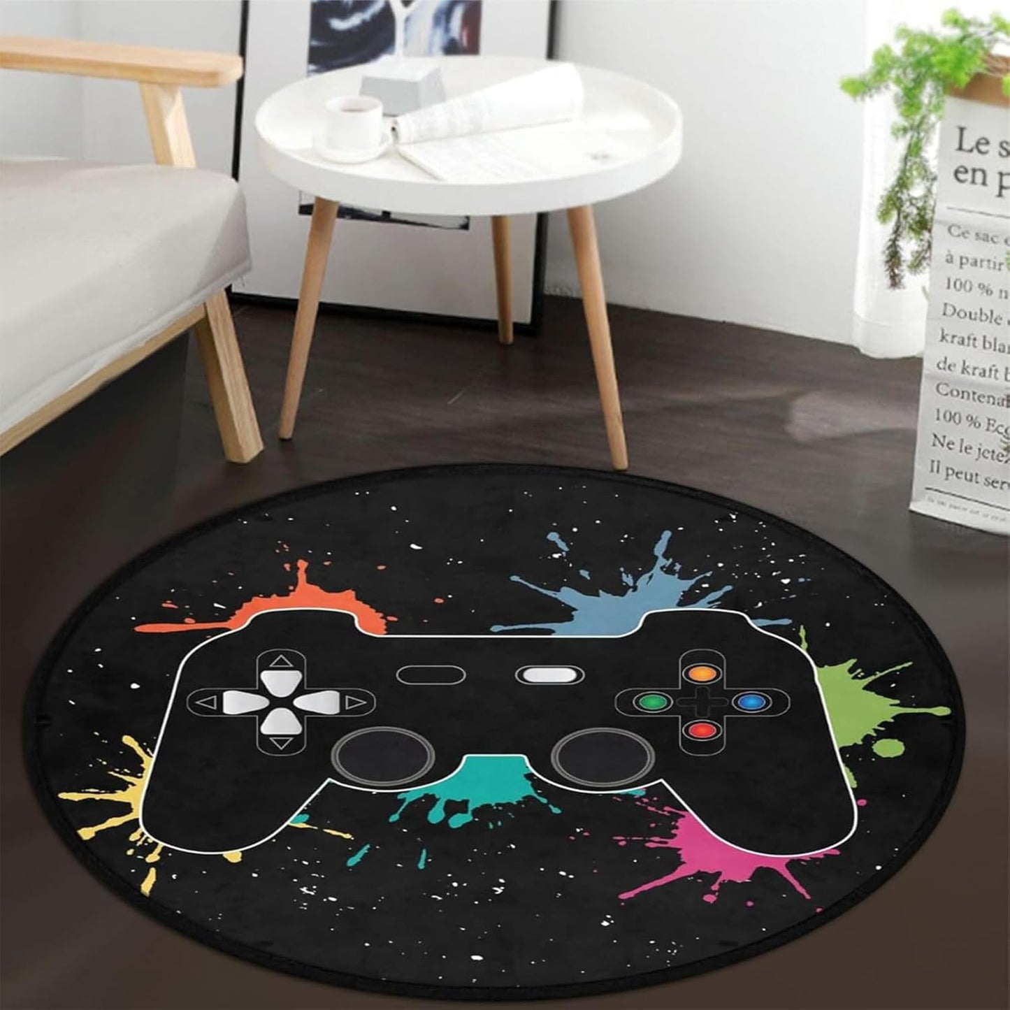Non Slip Gaming Round Rug - Stylish Home Decor 3ft
