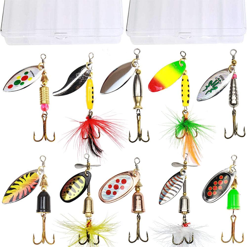 TB Tbuymax 10pcs Metal Spinnerbait Kit - Perfect for Bass, Trout & Salmon