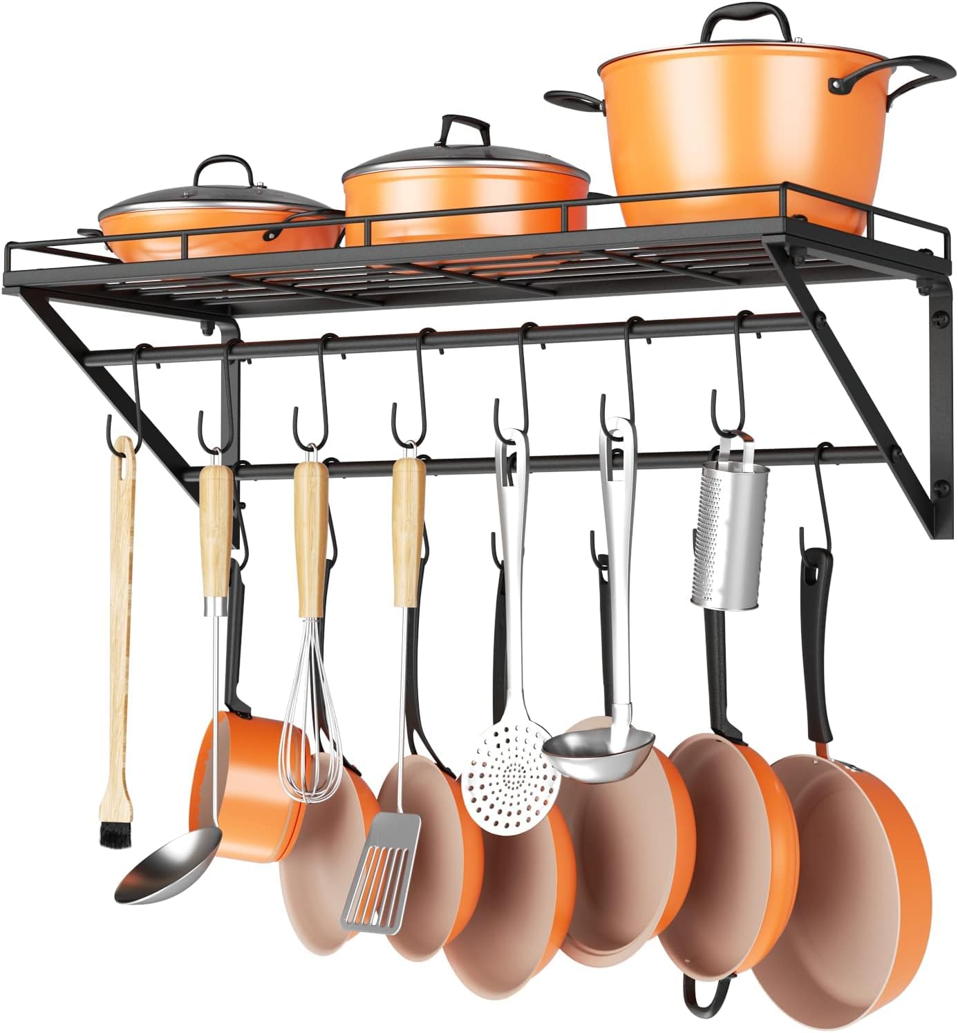 31 Inch Wall Mounted Pot Rack for Kitchen Storage and Organization