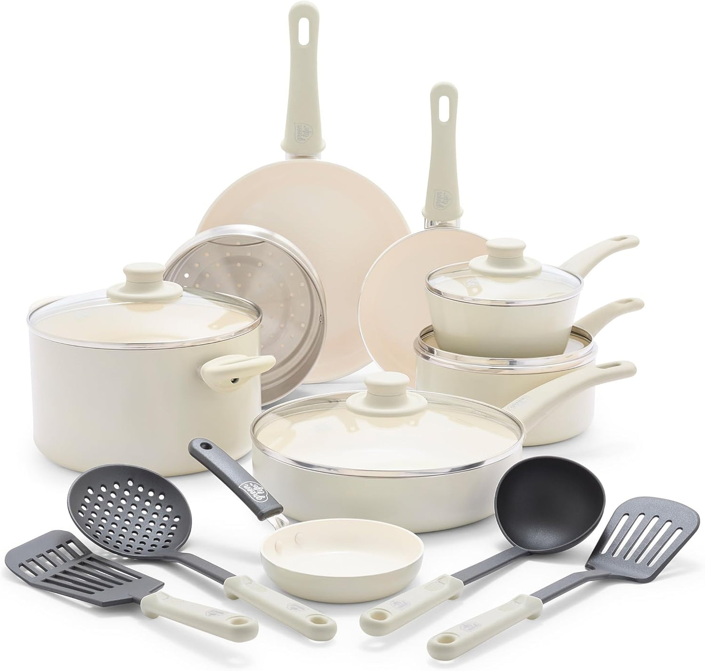 GreenLife Soft Grip 16 Piece Cookware Set for Healthy Cooking
