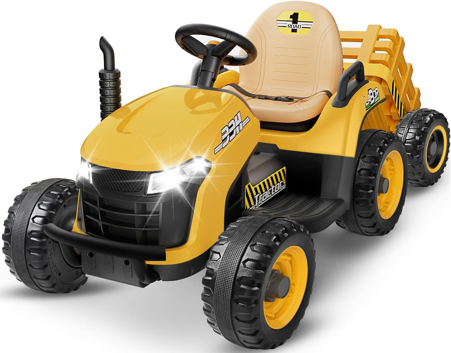 24V Ride On Tractor with Detachable Trailer for Kids Fun