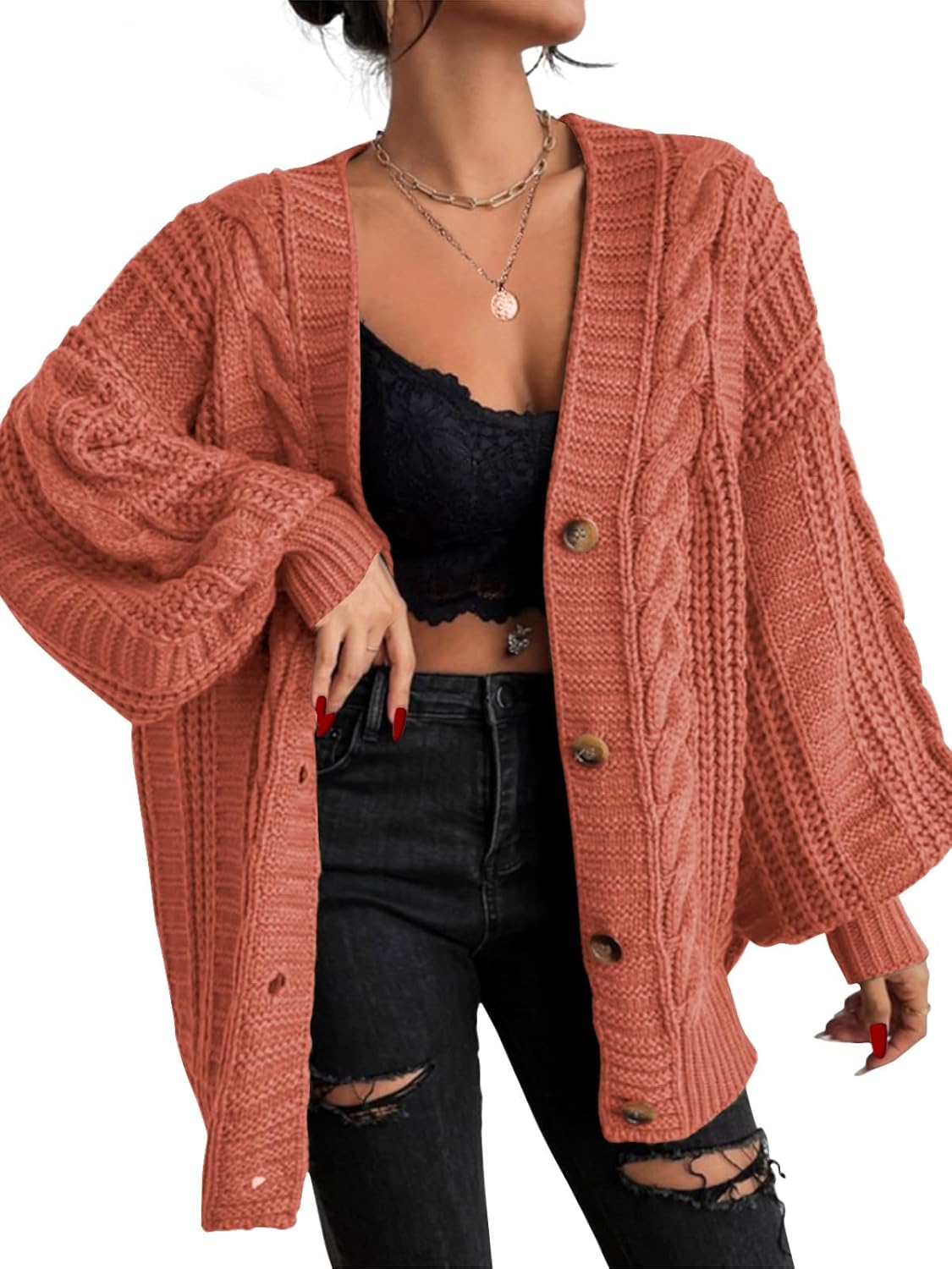 EXLURA Womens Oversized Cardigan Sweaters for Fall Winter