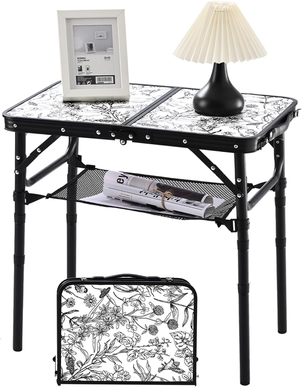 YihuiKo Flower Pattern Folding Camping Table - Portable & Adjustable