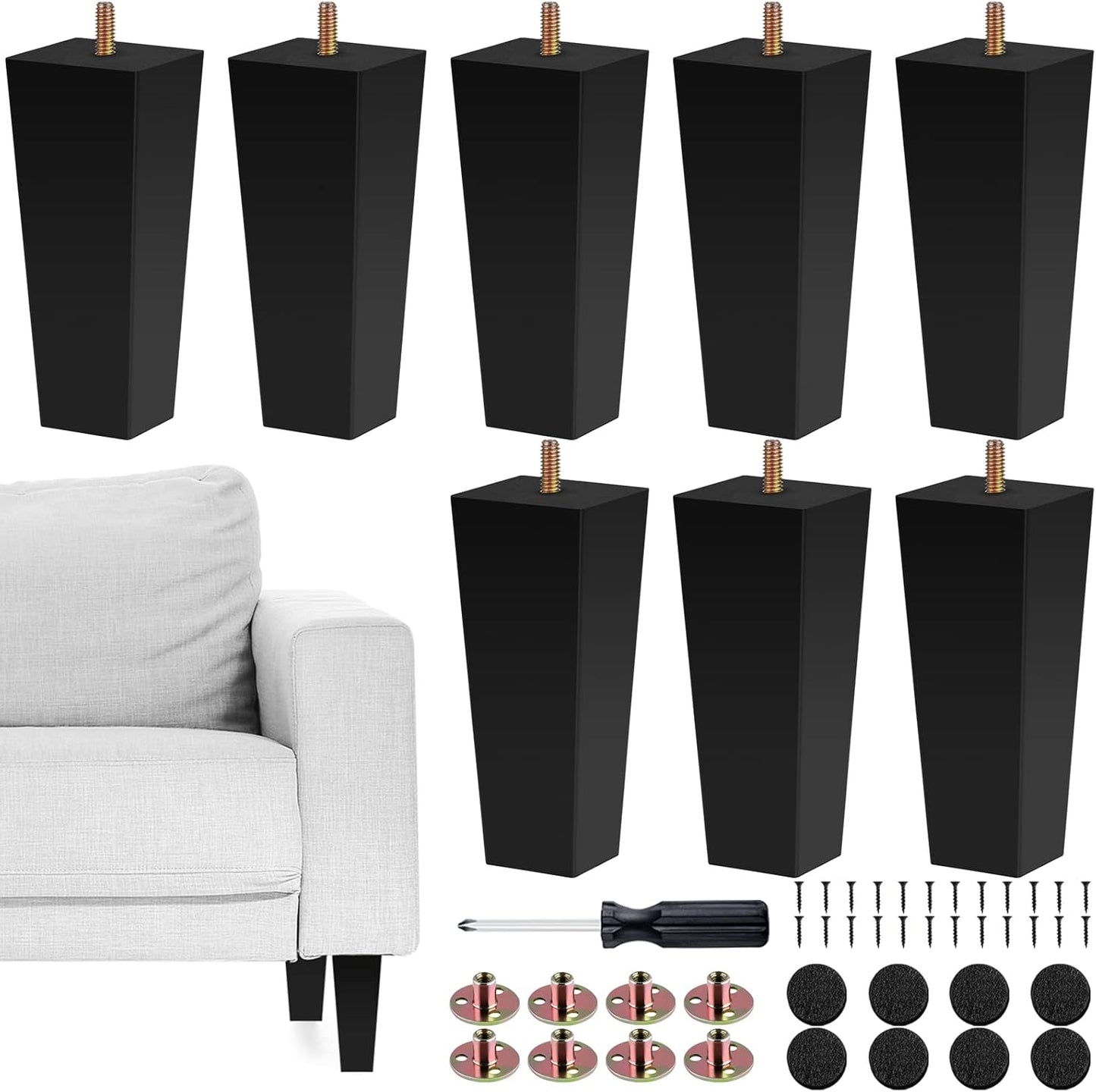 TURSTIN Set of 8 Solid Wood Couch Legs for Furniture Upgrade