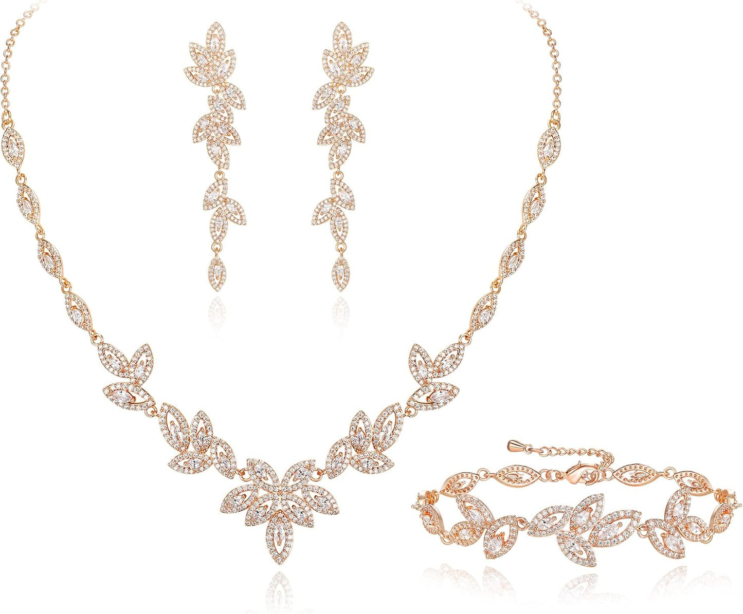 Elegant Teardrop Cubic Zirconia Bridal Jewelry Set for Women