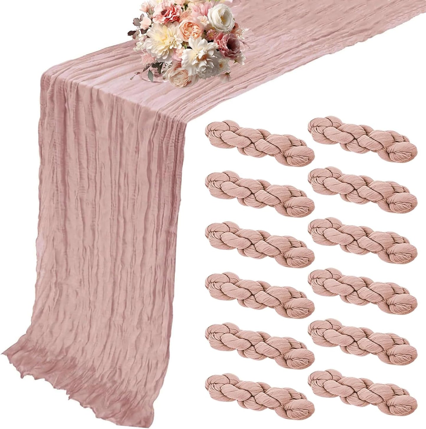 Dusty Pink Cheesecloth Table Runner for Elegant Events