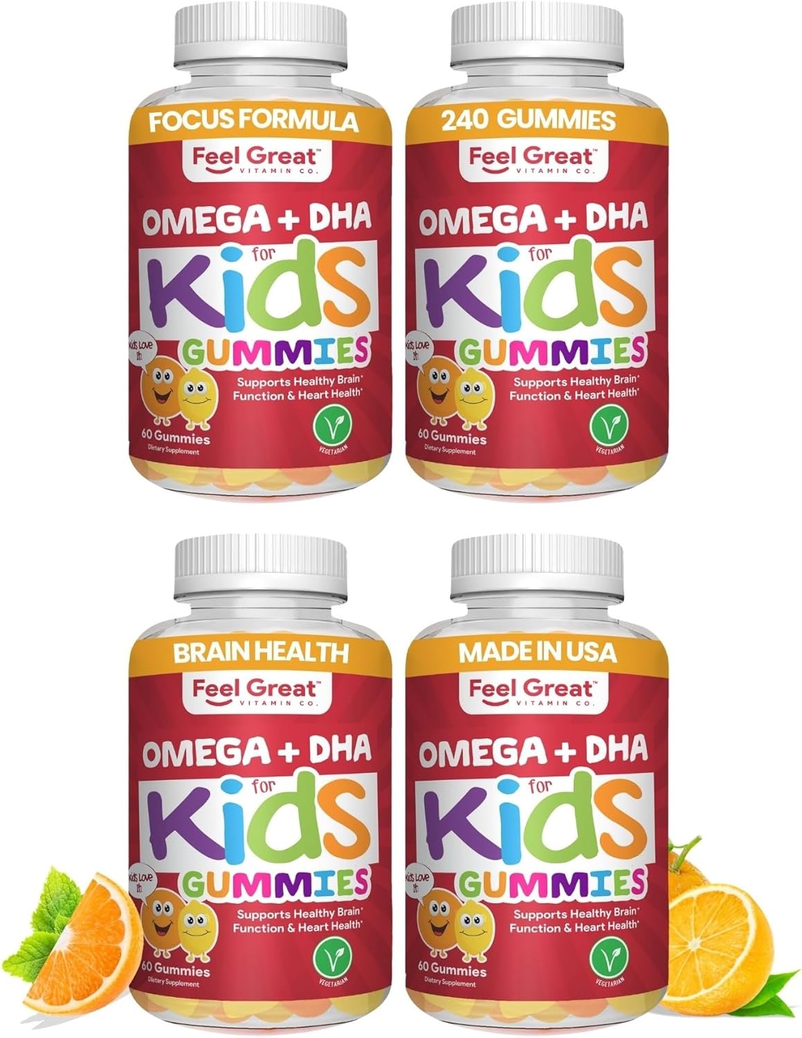 Kids DHA Gummies with Omega 3 6 9 for Healthy Brain Function