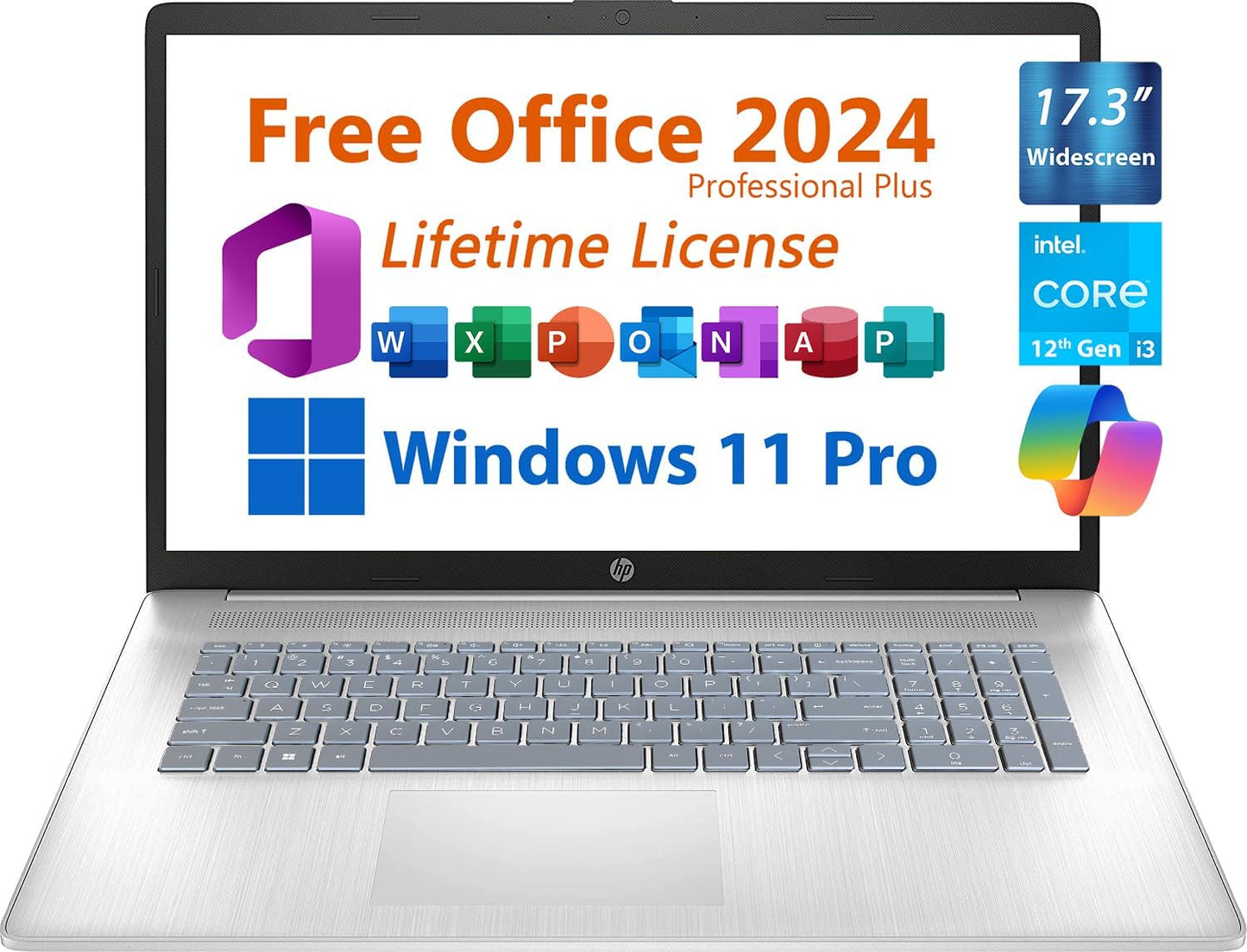 HP 17.3 Laptop: FREE Office 2024, Powerful Intel i3, 16GB RAM, 1TB SSD