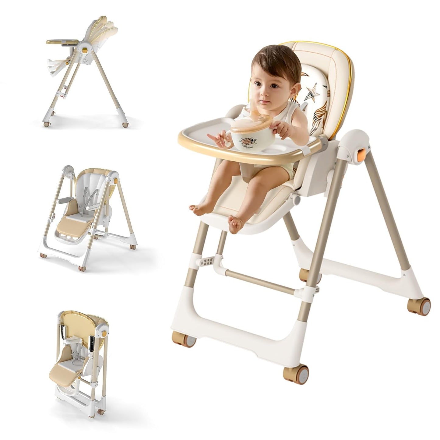 High Chairs for Babies and Toddlers - Foldable 4-in-1 High Chair