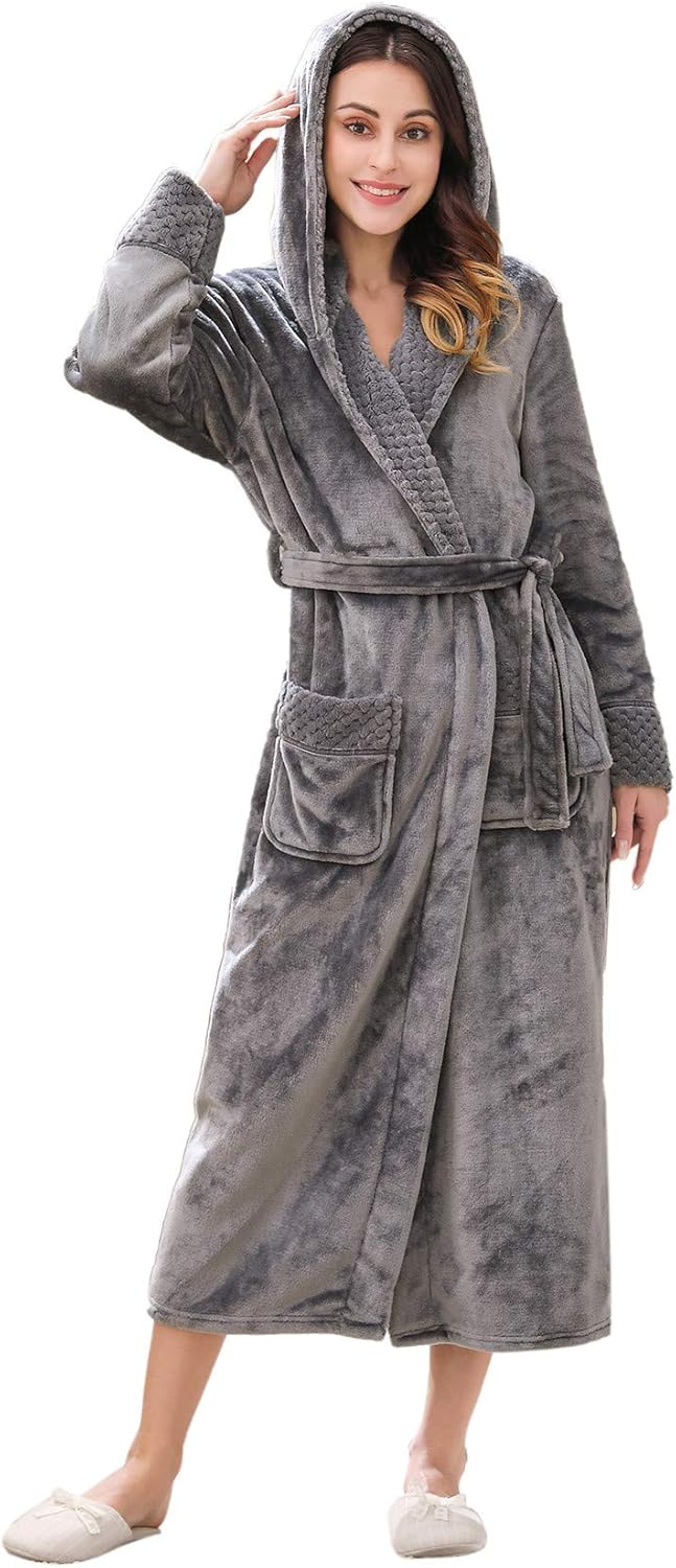 Richie House Women's Plush Soft Warm Fleece Bathrobe Robe RH1591