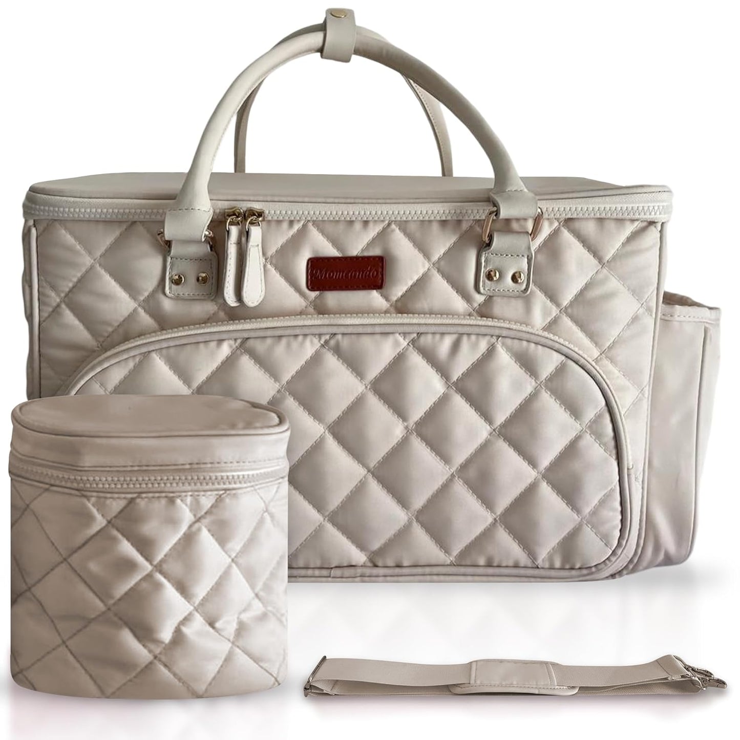 Diaper Bag Tote with Dividers and Insulated Storage Bag - Beige