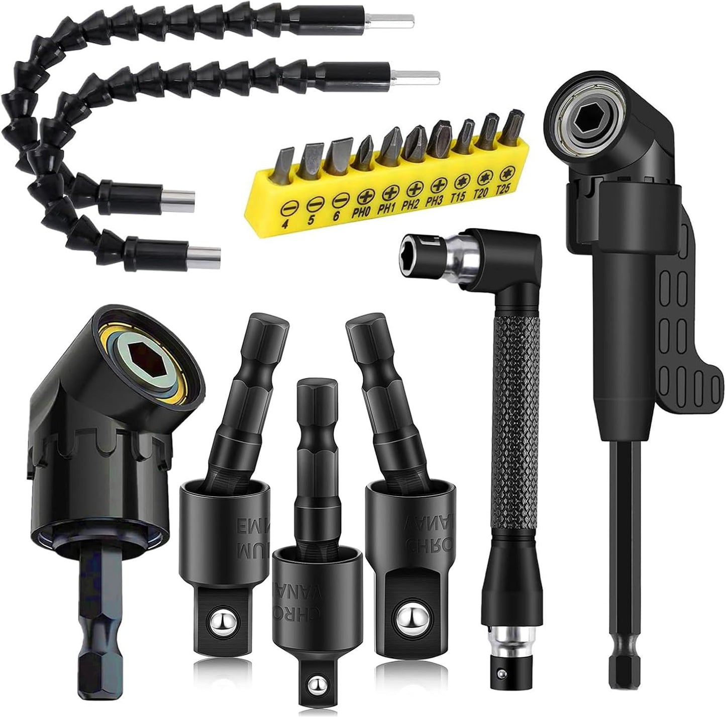 18Pcs Flexible Drill Bit Extension Set for Tight Spaces