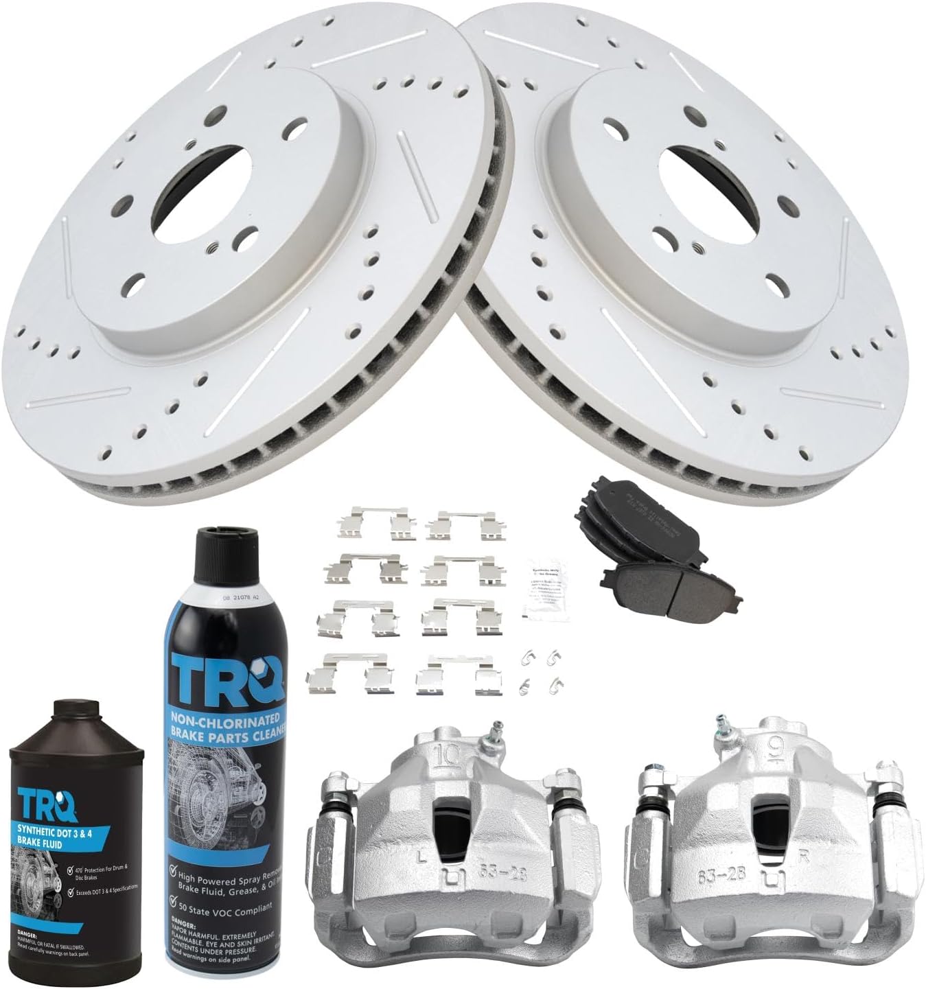 TRQ Front Brake Pad & Rotor Kit for 2004-2010 Toyota Vehicles