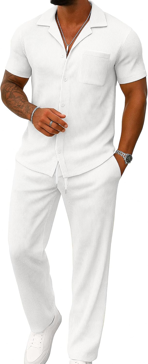 UOUA Mens Summer 2 Piece Set Casual Outfits for Every Occasion