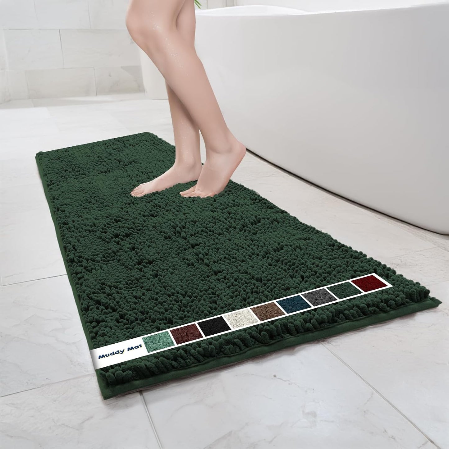 Muddy Mat Chenille Bathroom Rugs Quick Dry Microfiber Mats