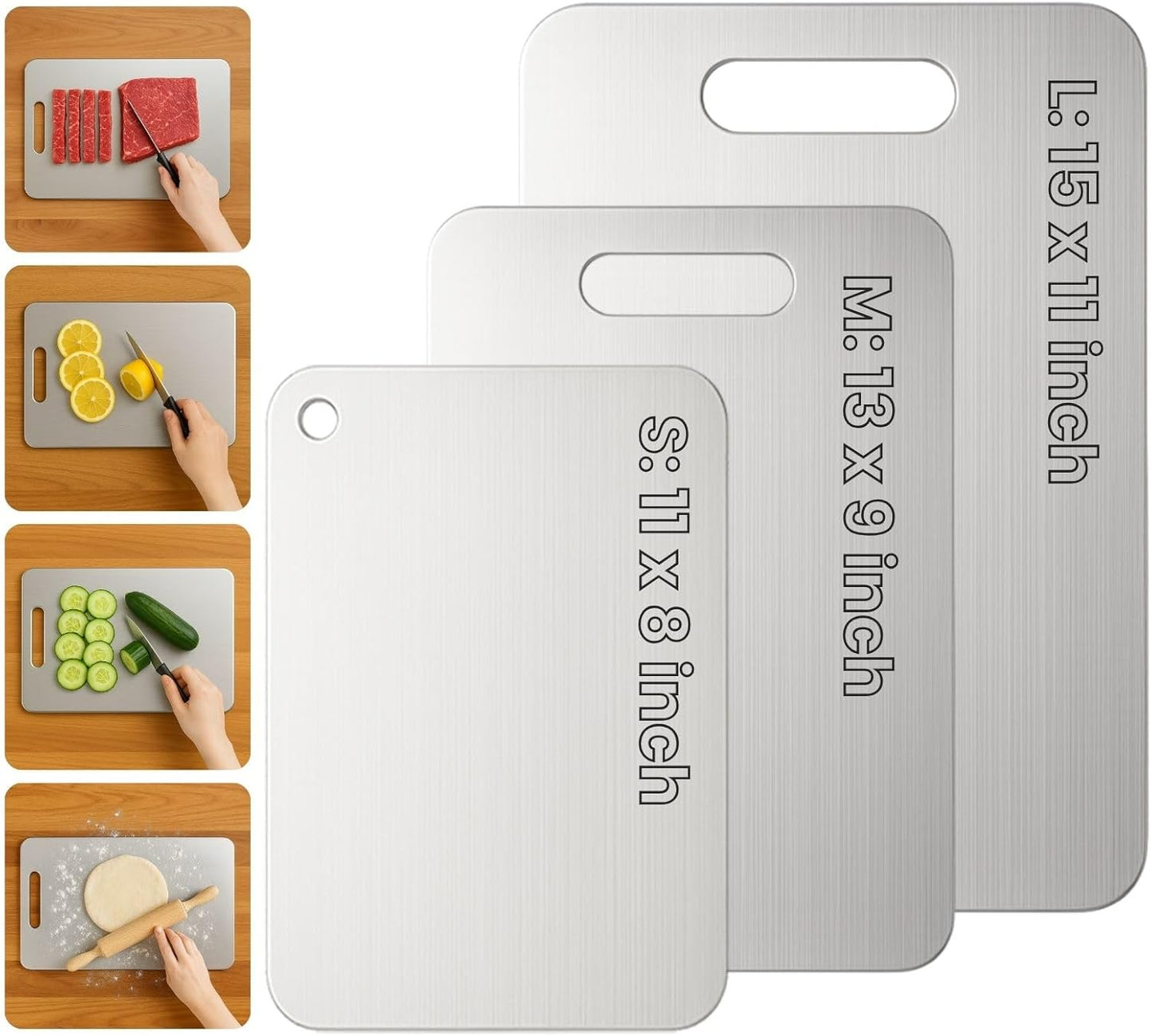Titanium Cutting Board Set of 3 for Kitchen Hygiene & Durability