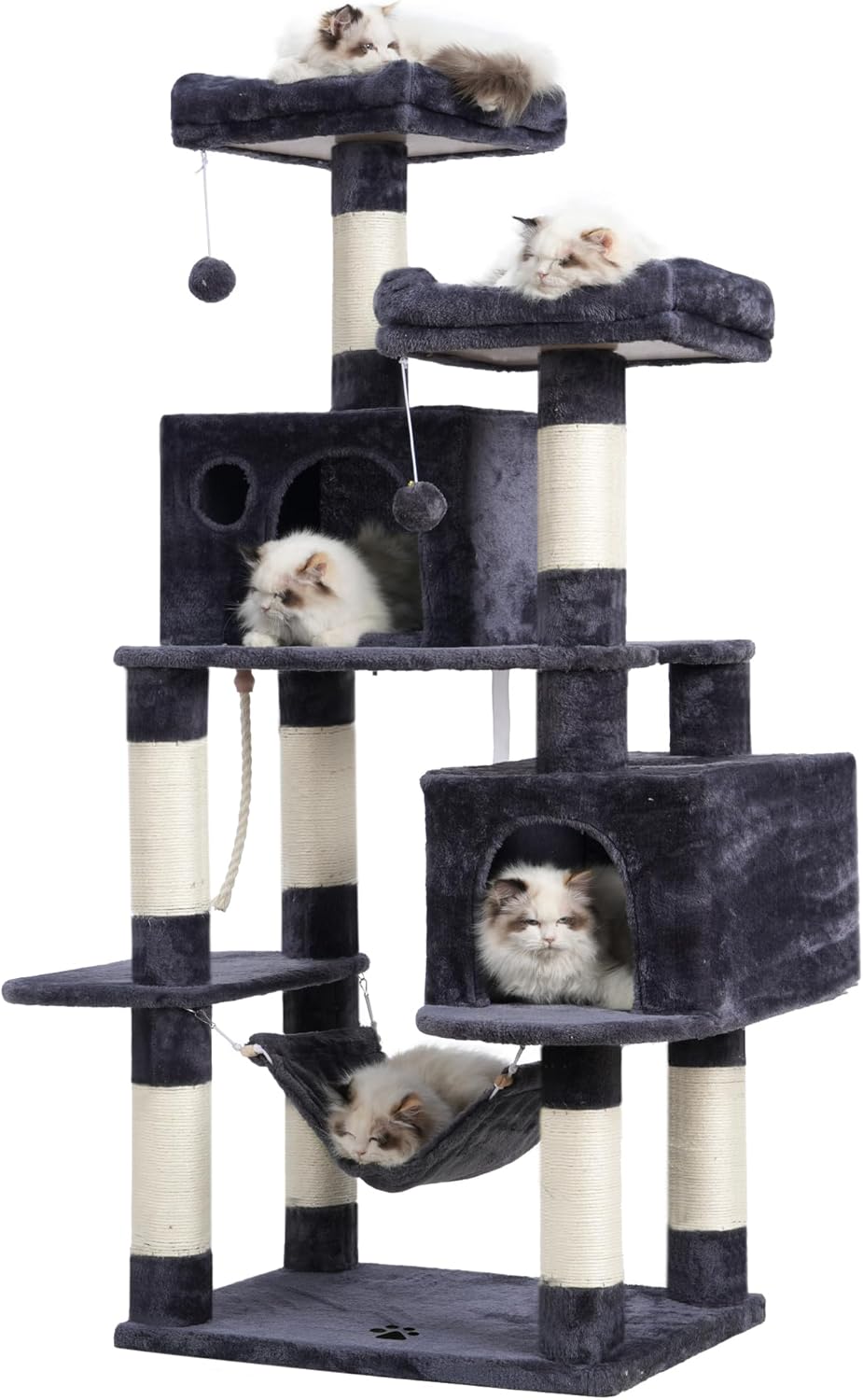 Large Multi-Level Cat Tree Condo with Plush Hammock for Cats