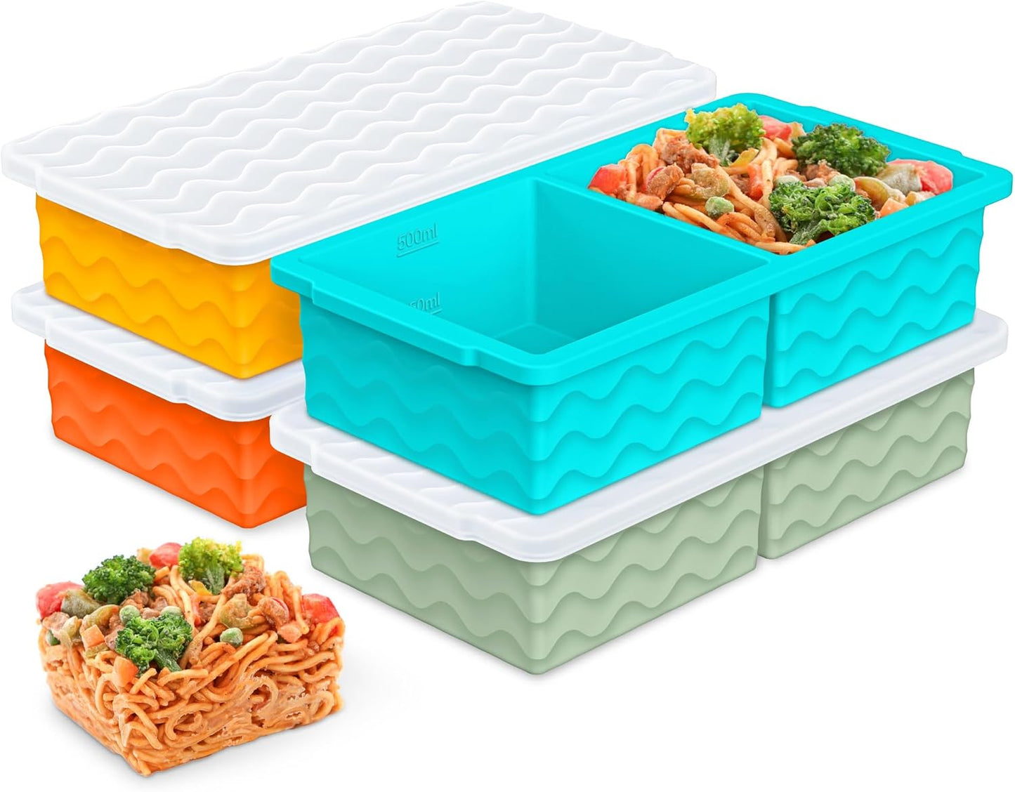 Silicone Freezer Tray with Lid for Soup, Sauce & Broth Storage