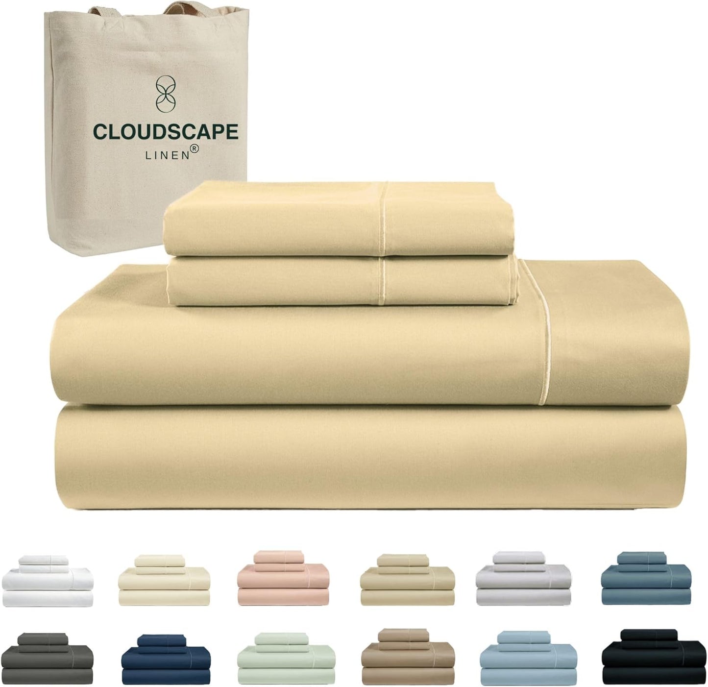 Cloud Scape Linen 100% Egyptian Cotton Sheets for Queen Beds