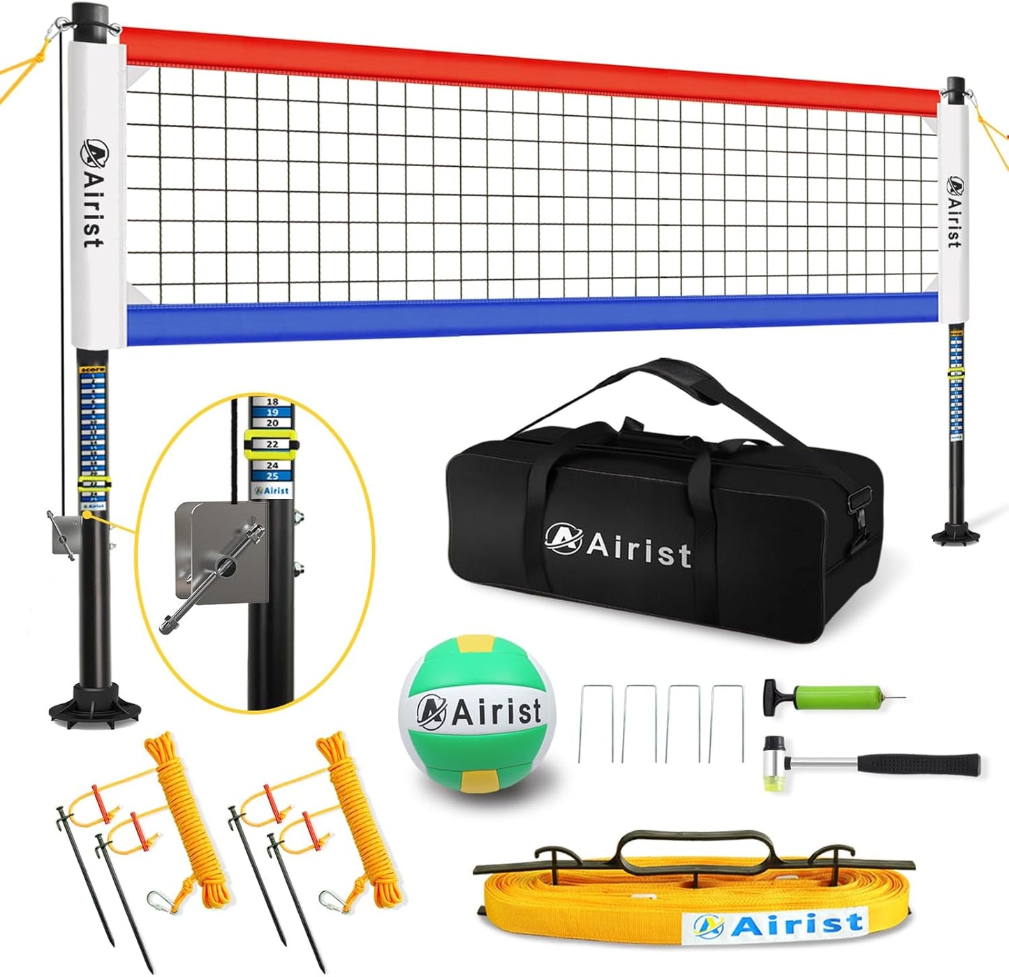 Heavy Duty Volleyball Net Set with Adjustable Poles for Outdoor Fun