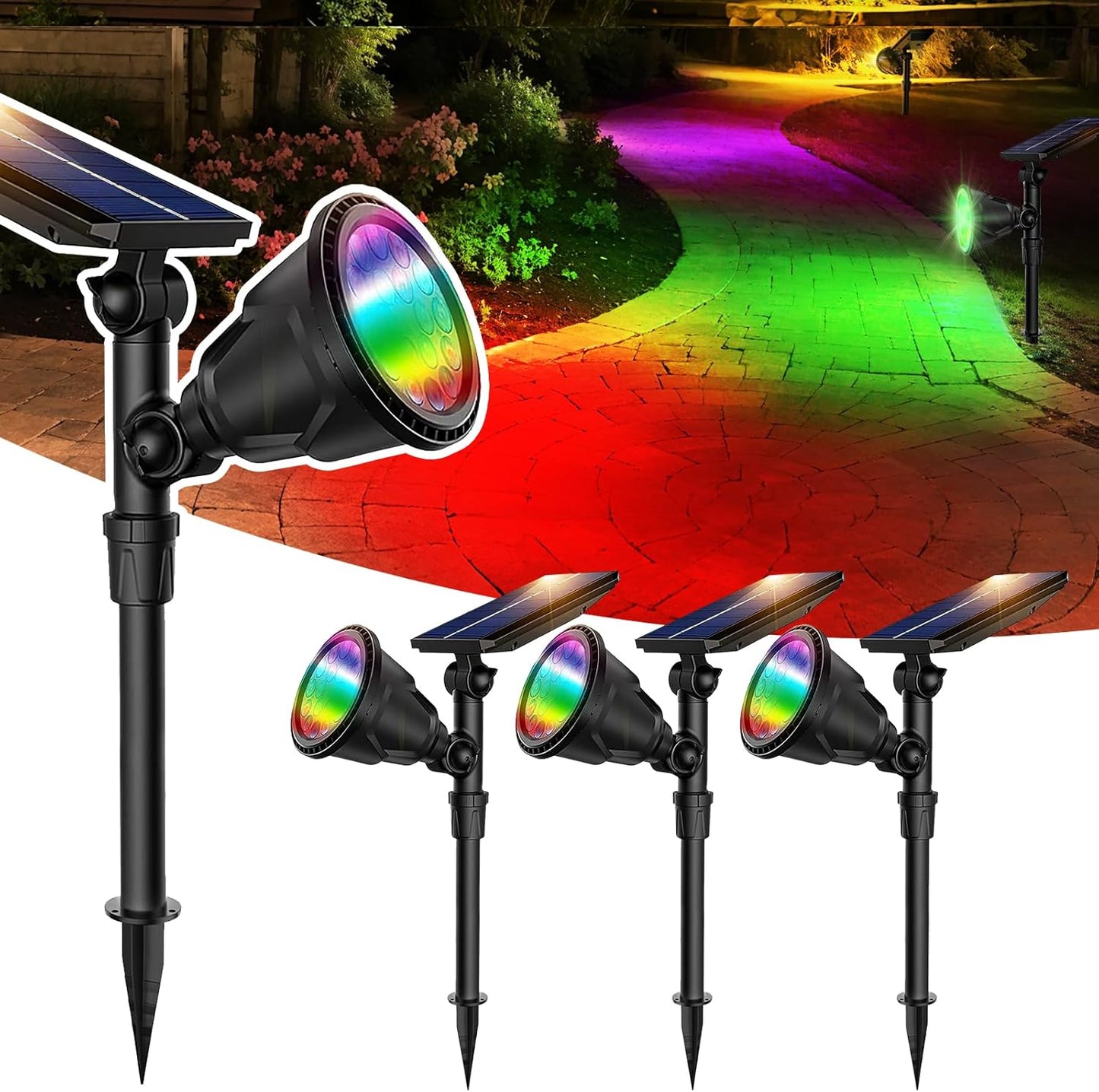 JSOT 4 Pack Halloween Solar Spot Lights for Outdoor Decor