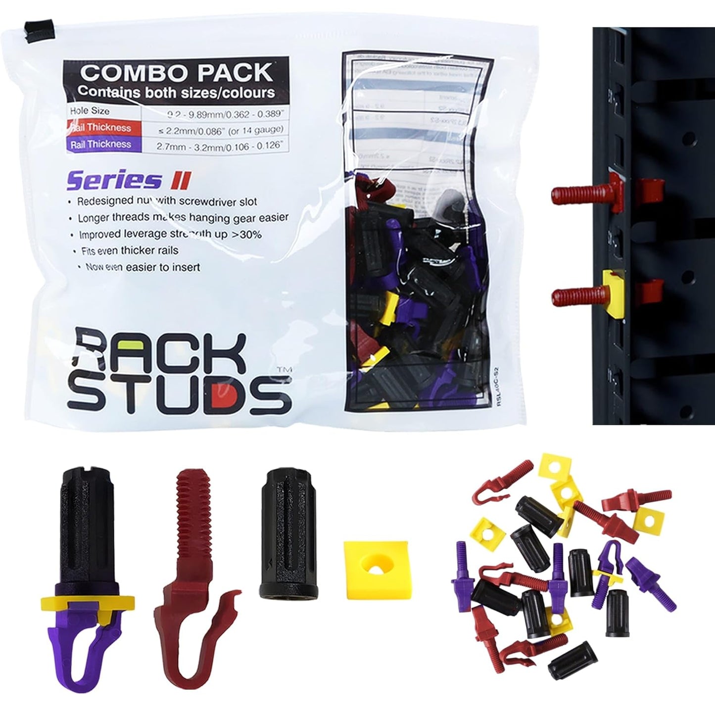 40C Series II Server Rack Screws for 19 in Rails - 80 Studs