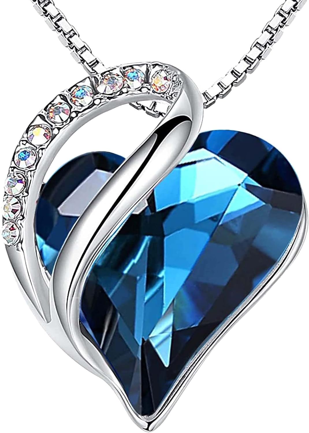 Infinity Love Birthstone Heart Crystal Pendant Necklace for Women