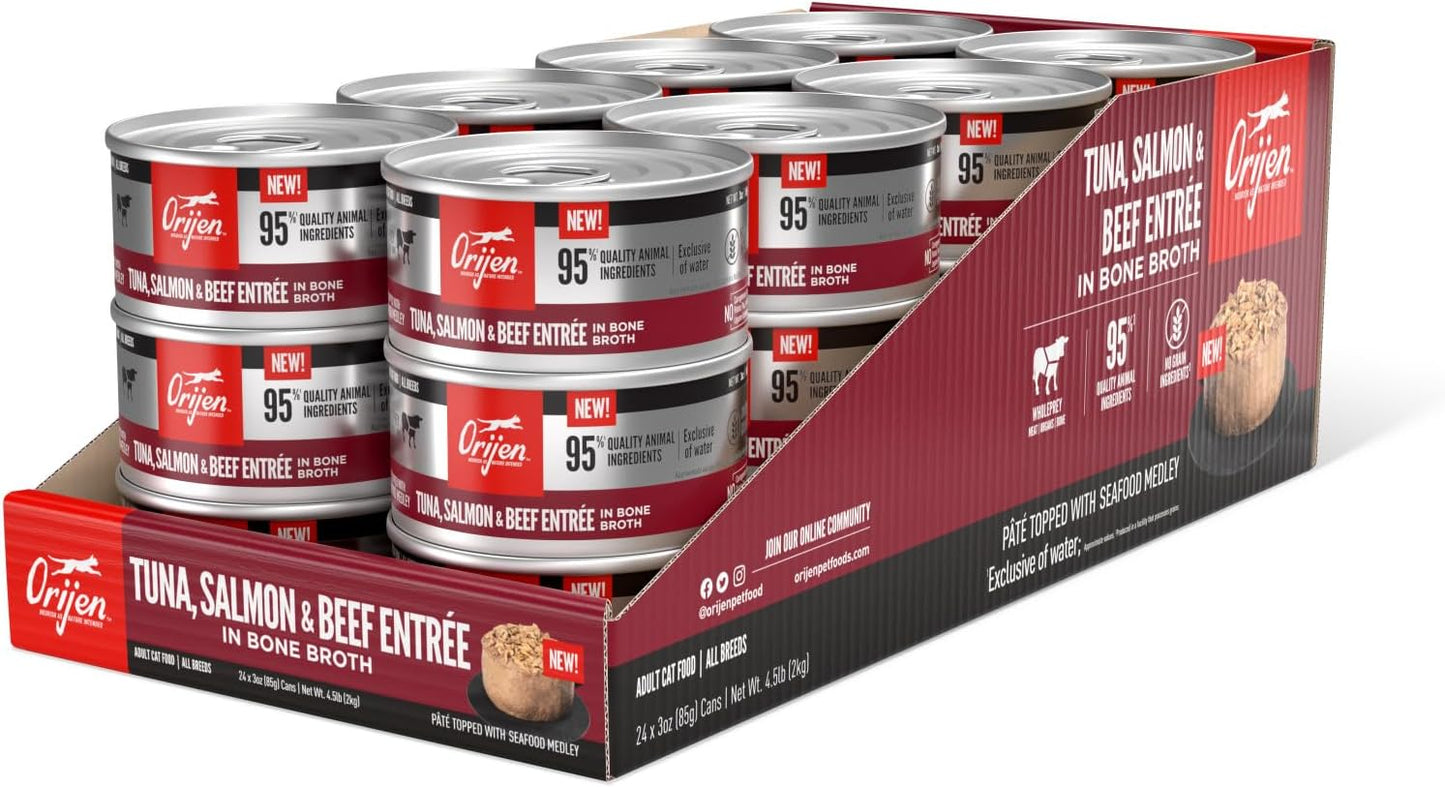 ORIJEN Premium Pate Wet Cat Food with Tuna Salmon Beef Entree
