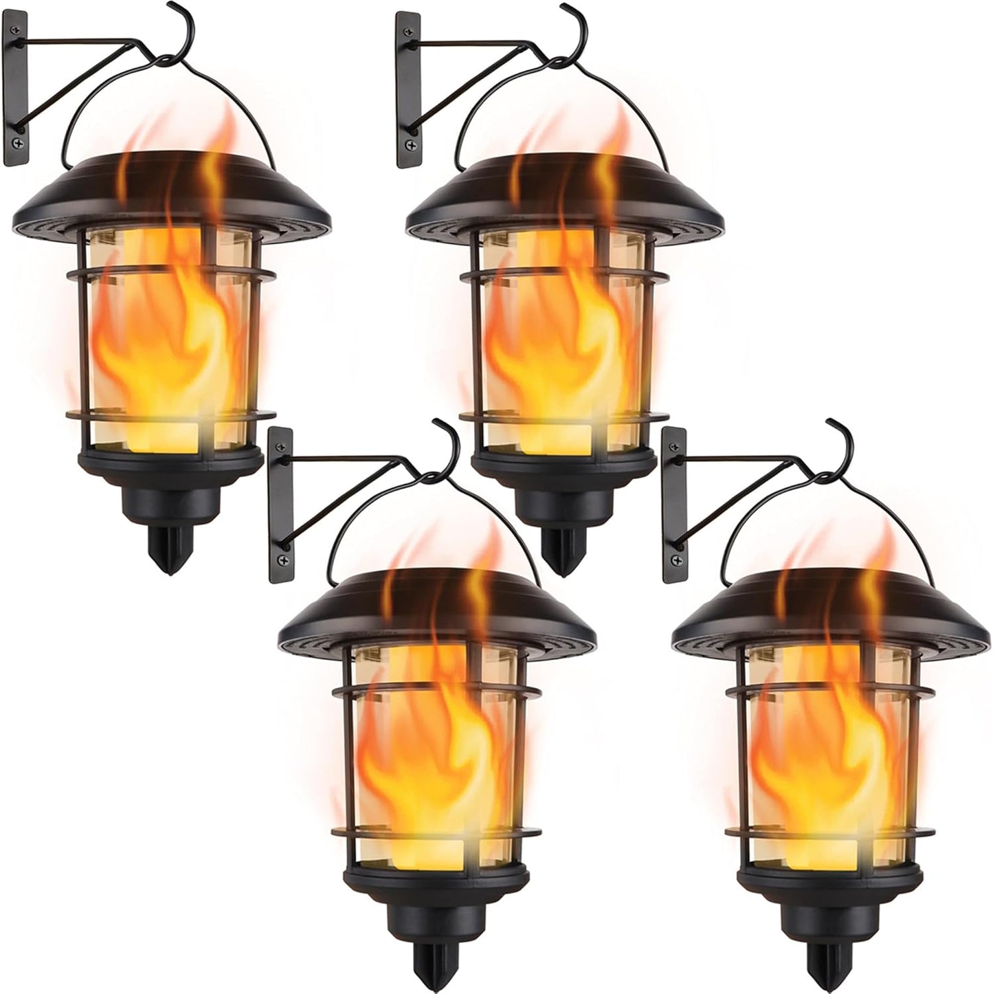 Dynaming Solar Flame Wall Lanterns - Flickering LED Outdoor Lights