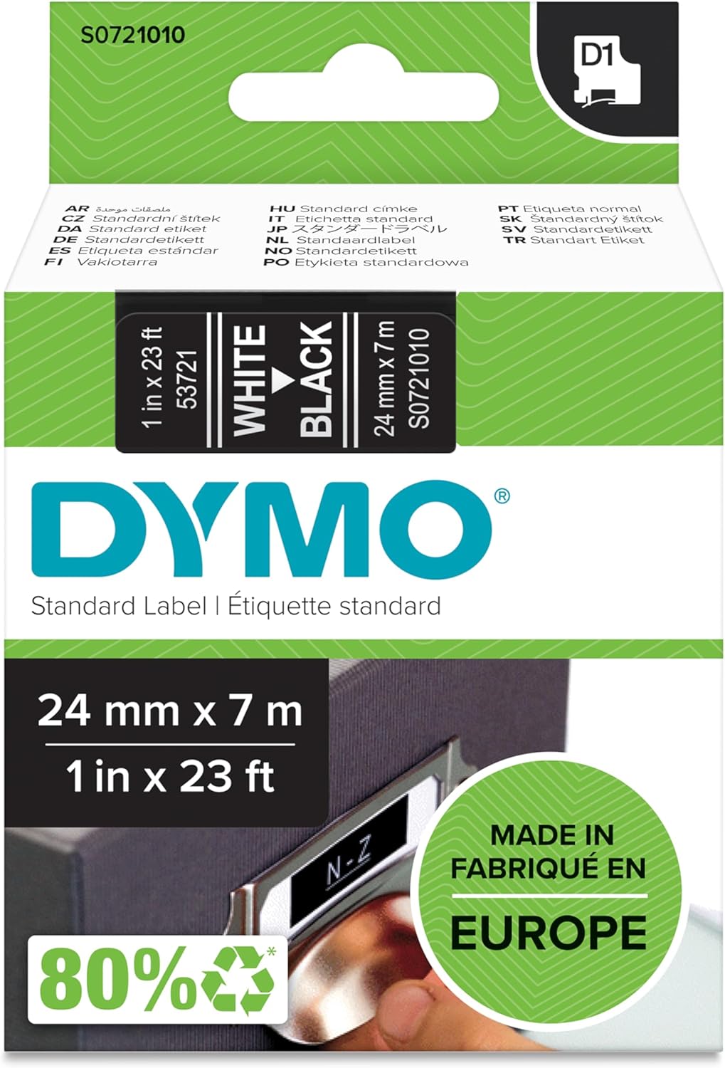 DYMO D1 Labels for LabelManager Printers - 24mm x 7m Roll