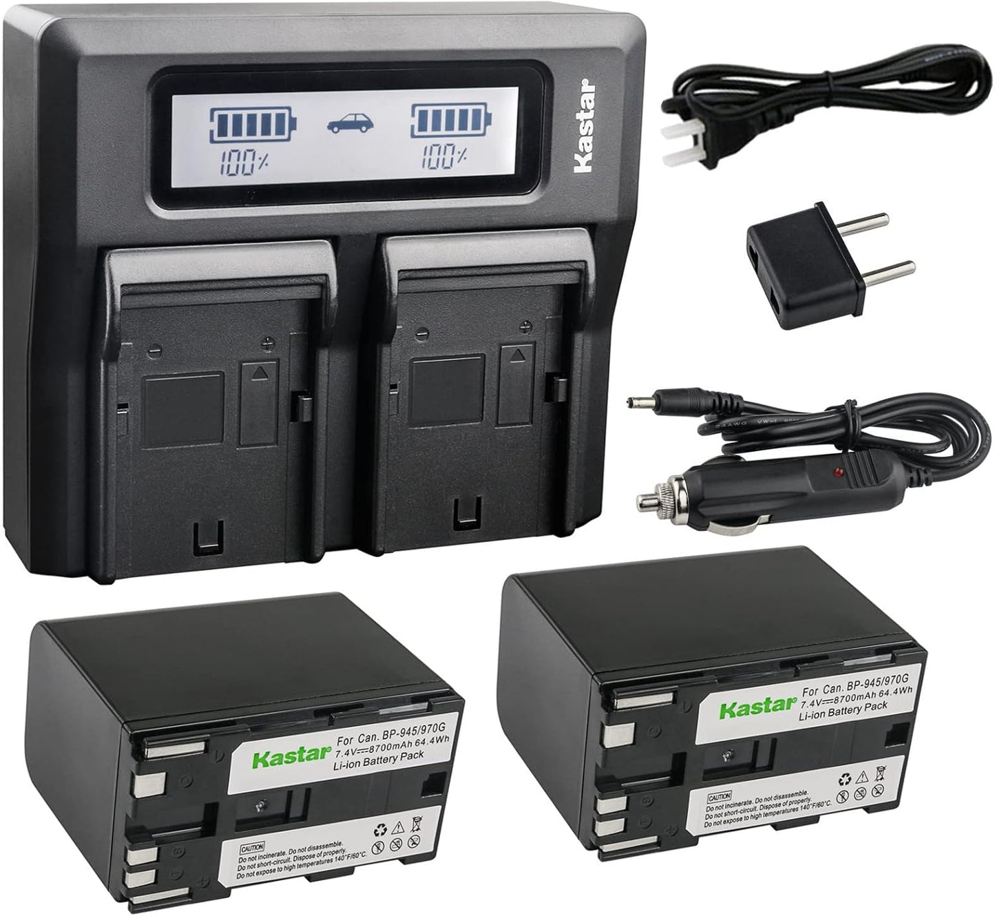Kastar Fast LCD Charger with 2 Batteries for Canon Cameras
