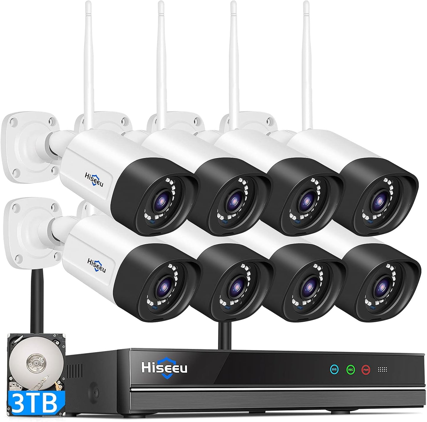 Hiseeu 5MP WiFi Security Cam System - Color Night Vision