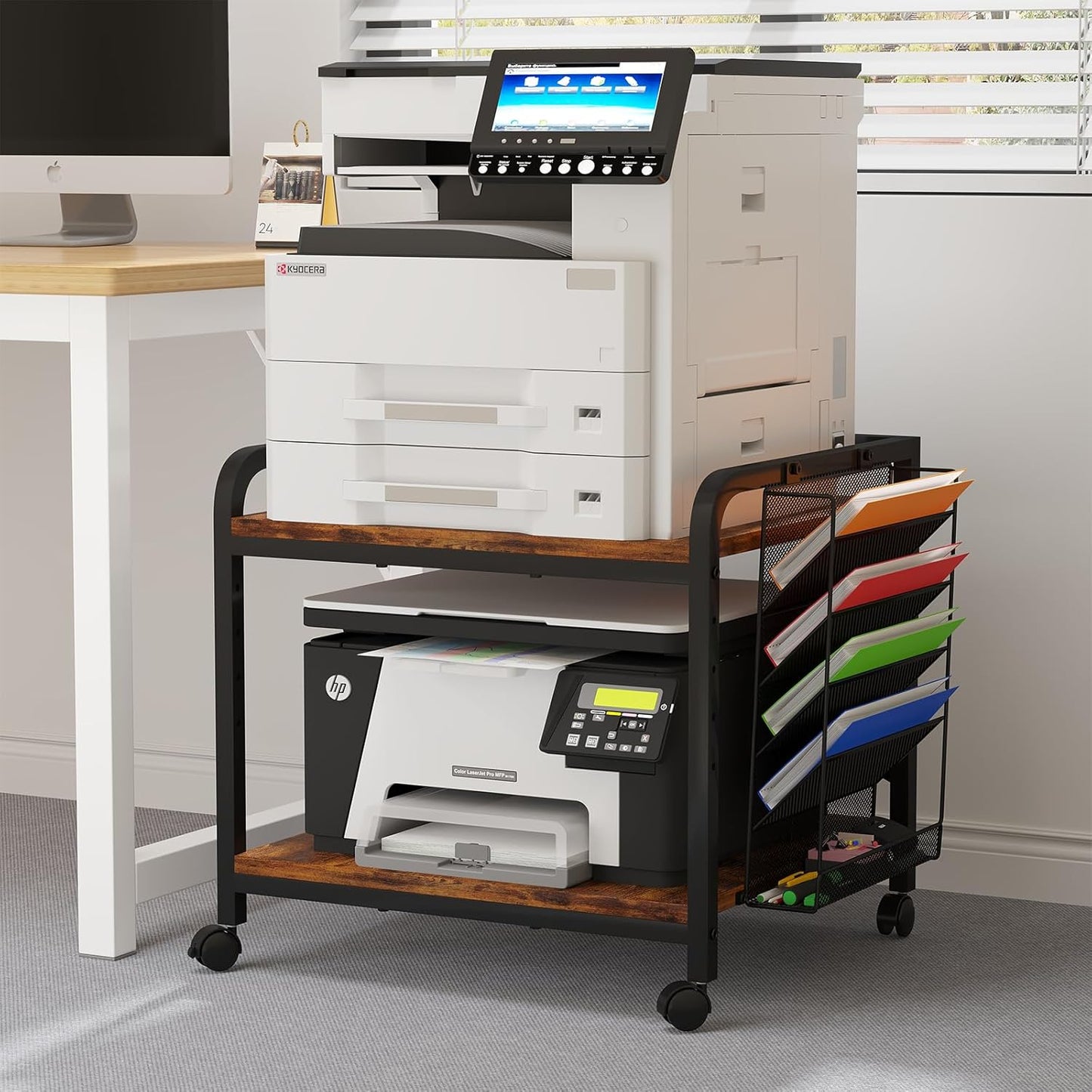 Large Printer Stand with File Holder Organizer for Home Office