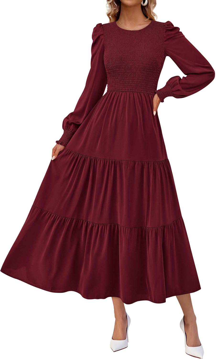 KIRUNDO Long Sleeve Maxi Wedding Guest Dress for Women 2025