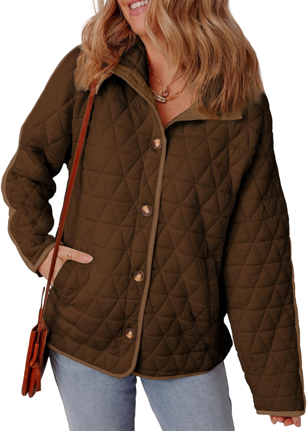 Lightweight Diamond Quilted Jacket for Women by EVALESS