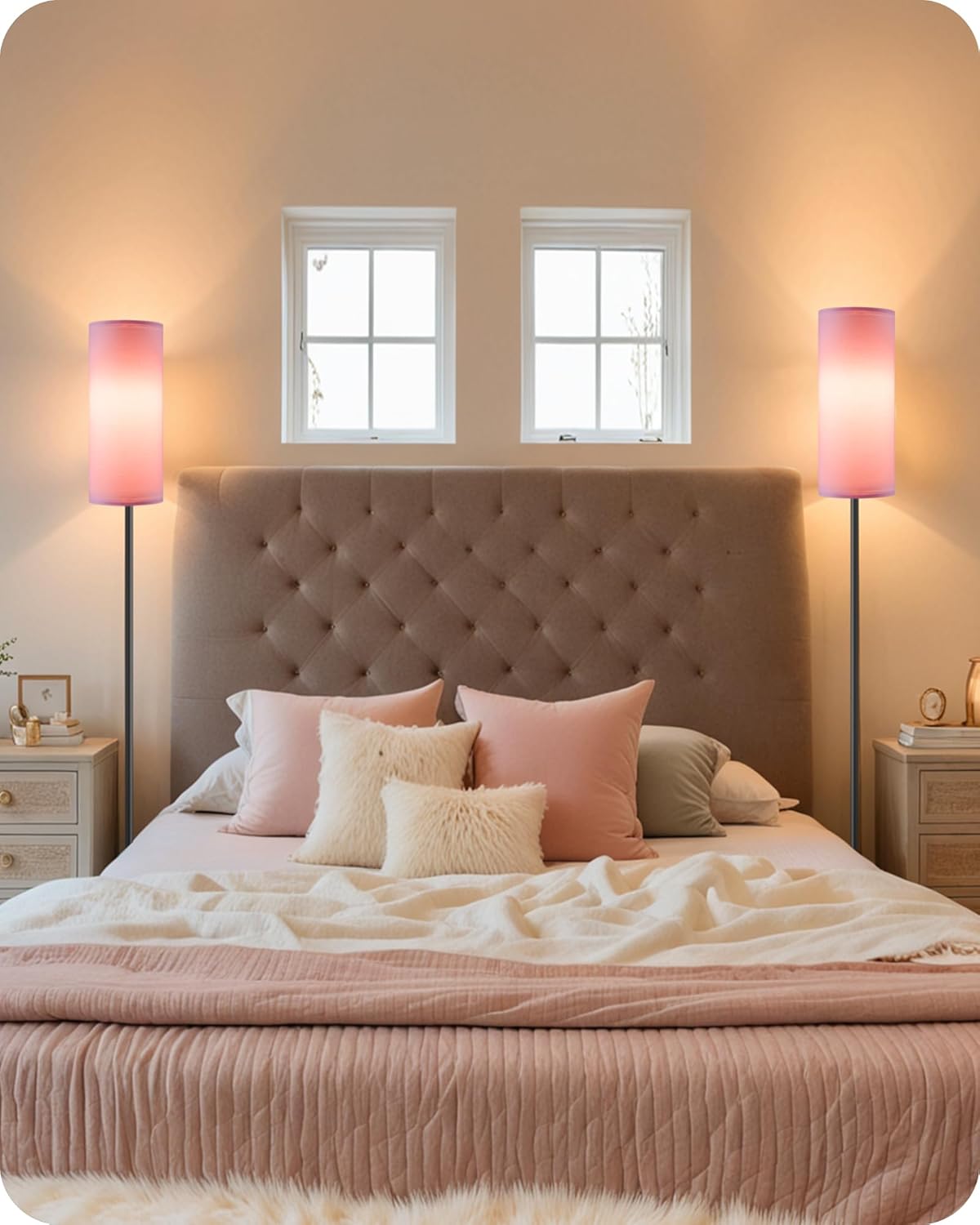 Dimmable Pink Floor Lamps with Remote for Cozy Living Room