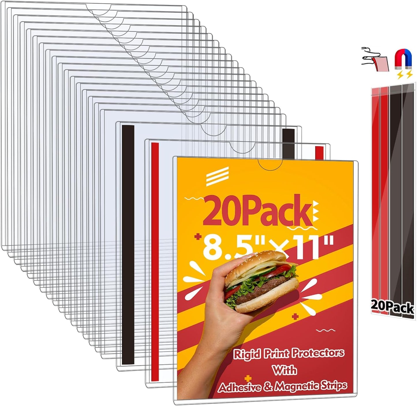Magnetic Sign Holder 8.5 x 11 - Clear Plastic Frame for Display