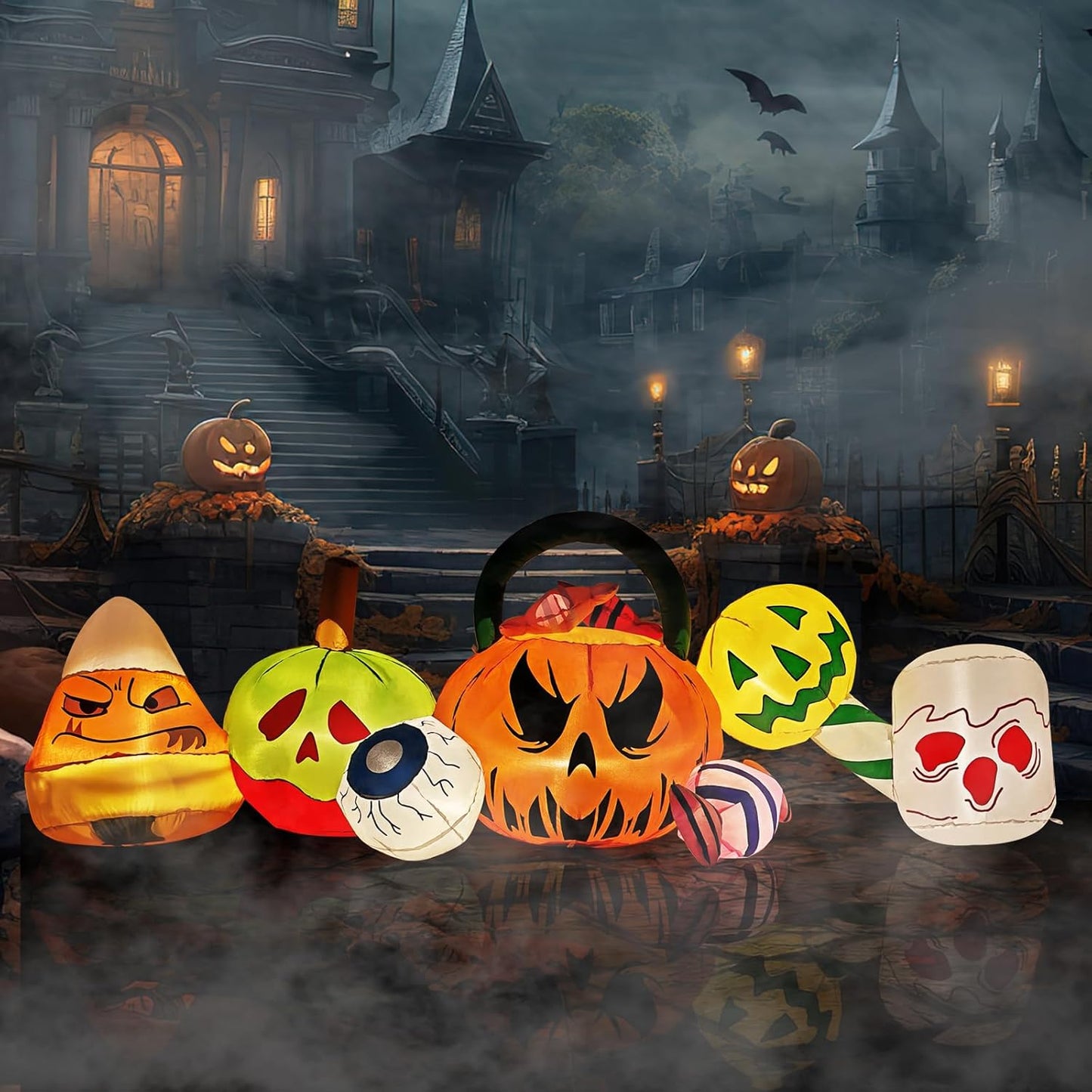 Outvita Halloween Inflatable Pumpkin Candy Combo for Spooky Fun