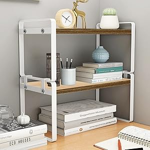 Natural Wooden 2 Tier Desktop Organizer Shelf for Office Use