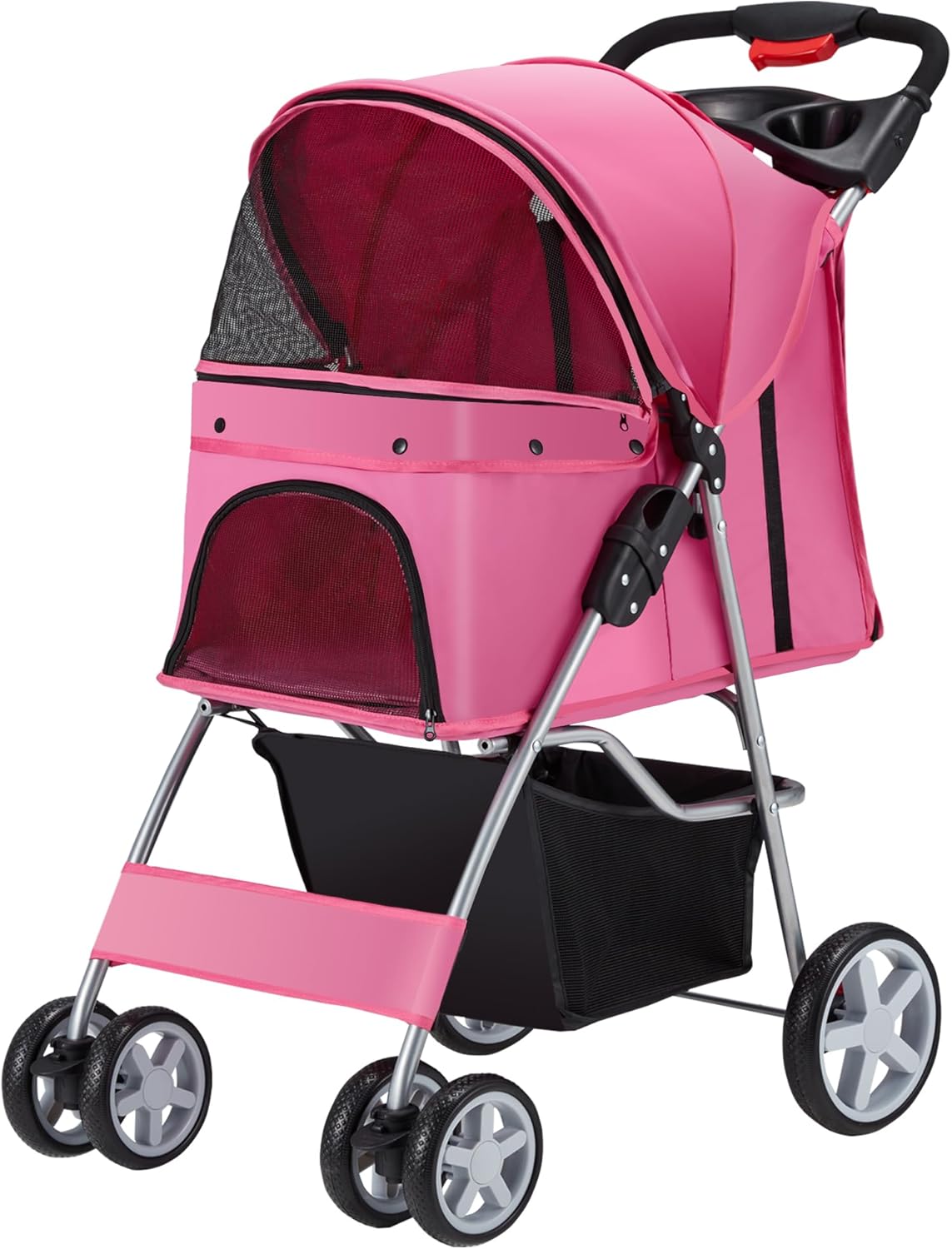 Pet Stroller for Small Dogs and Cats - Foldable with Storage