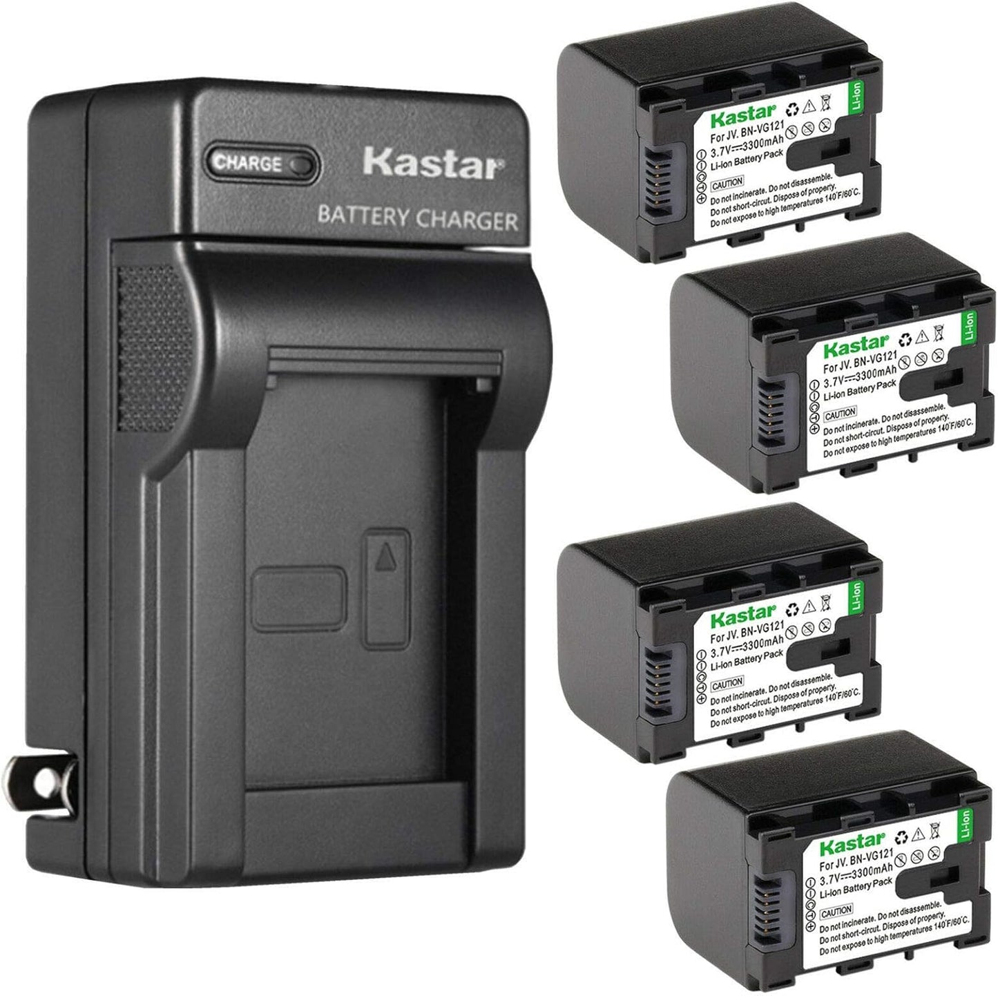 Kastar 4-Pack Battery and AC Wall Charger for JVC Cameras